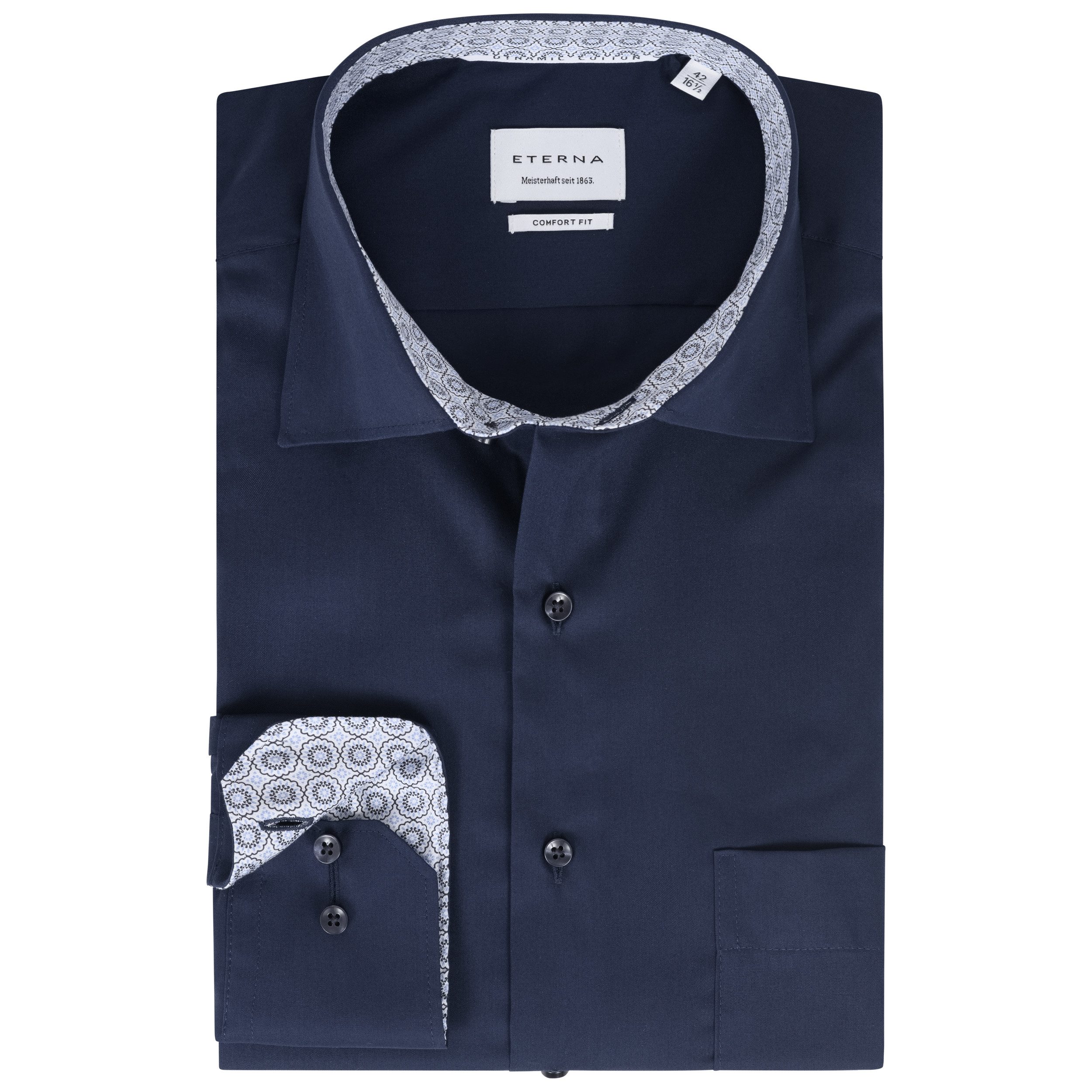 Eterna Langarmhemd Comfort Fit I Marine günstig online kaufen