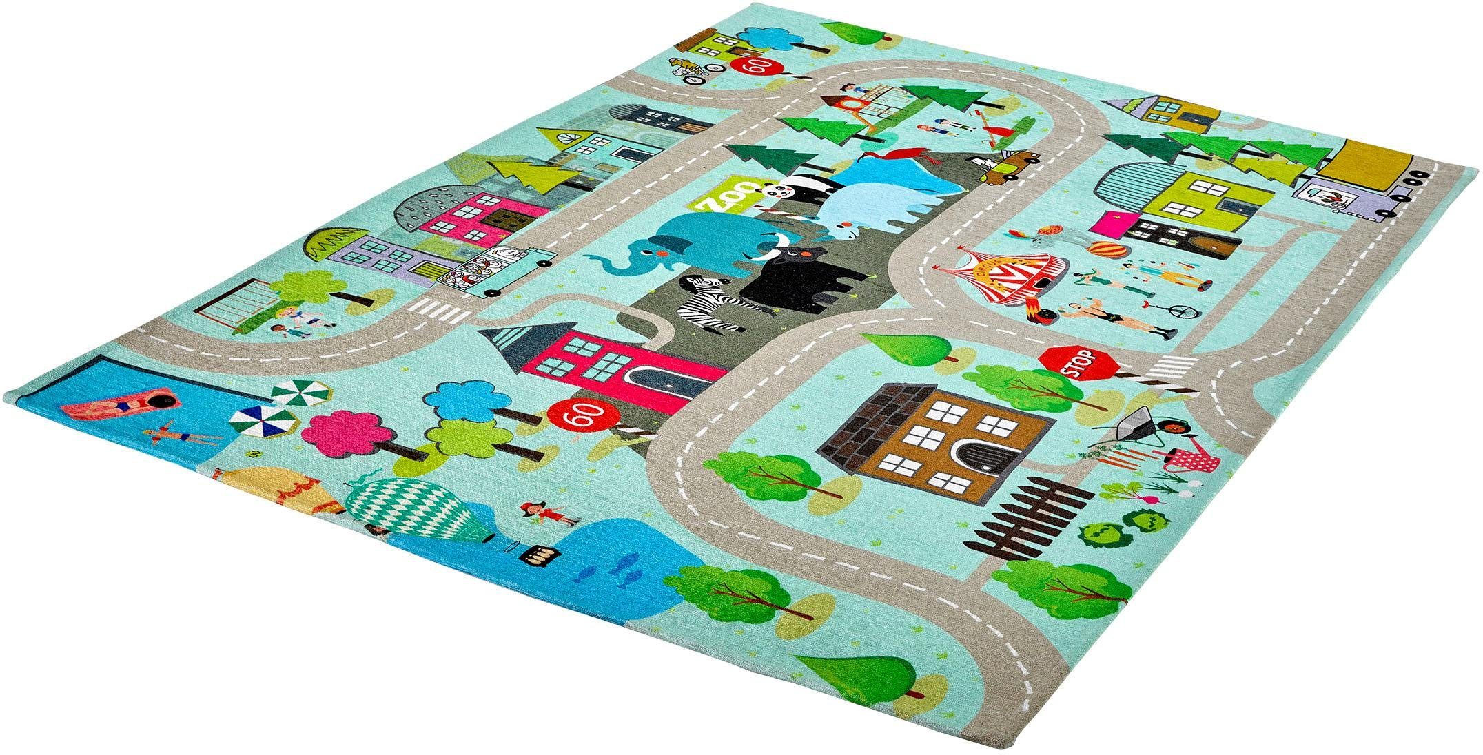 Obsession Kinderteppich My Torino Kids 231, rechteckig, Höhe: 10 mm, Flachgewebe, Straßen-Spiel-Teppich, Kinderzimmer