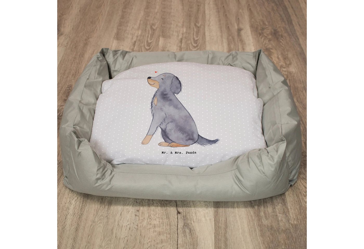 Thumbnail - Mr. & Mrs. Panda Tierbett Gordon Setter Lebensretter - Grau Pastell - Geschenk, Hund, Tierbett, Ultrabequem