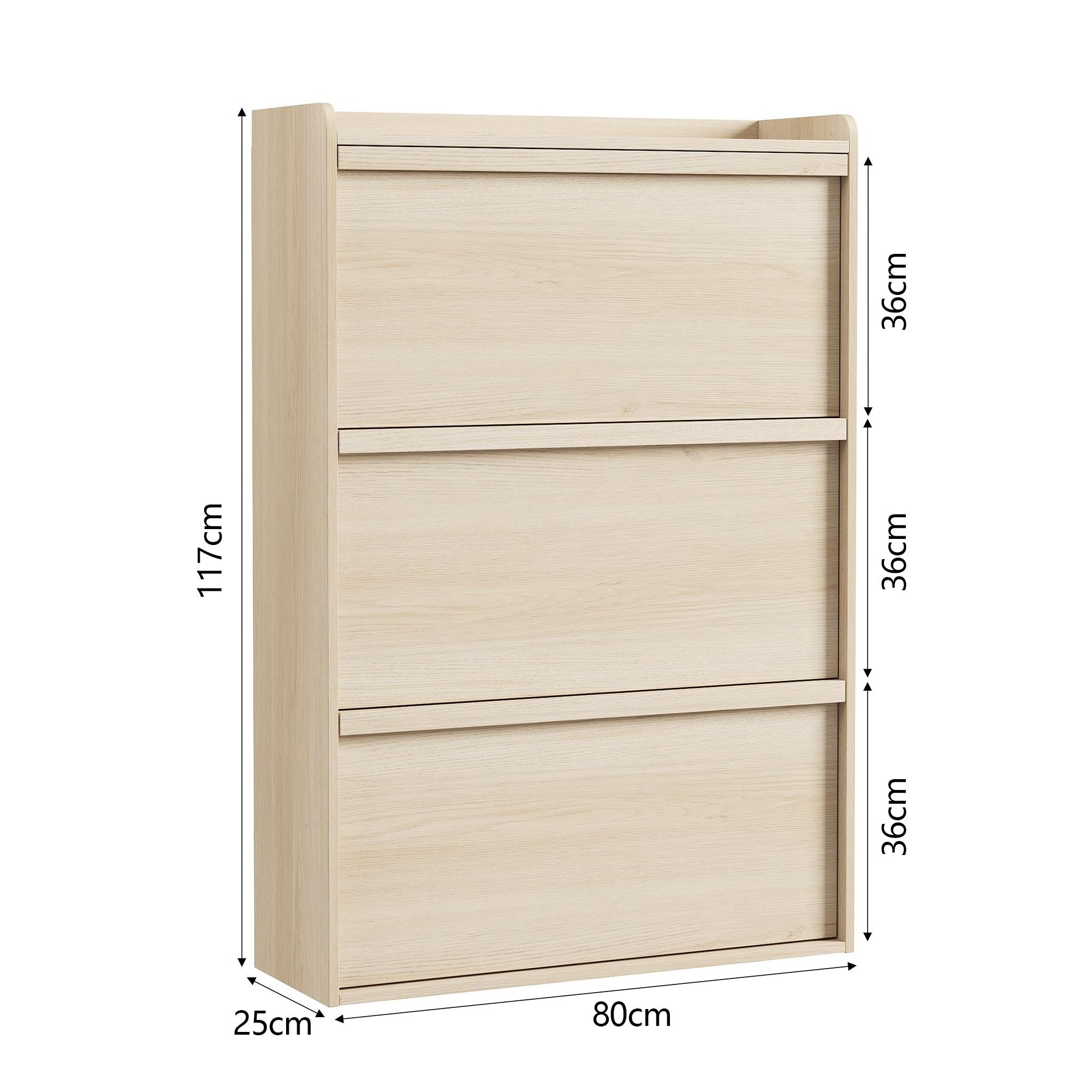 GarveeMore Schuhschrank Schuhregal aus Holz mit Klappschubladen Mit 3 oder 4 Klappen für 18–24 Paar Schuhe