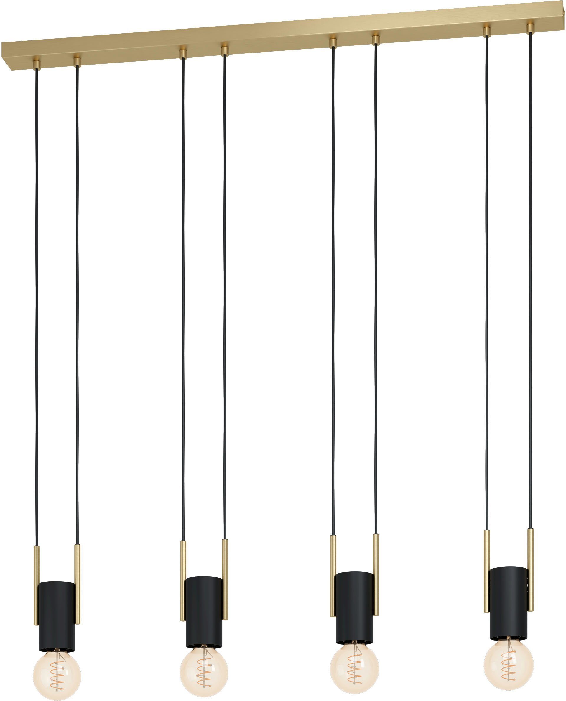 EGLO Hängeleuchte BITACHITO, Leuchtmittel wechselbar, ohne Leuchtmittel, Hängeleuchte in schwarz und messing aus Stahl - exkl. E27 - 40W