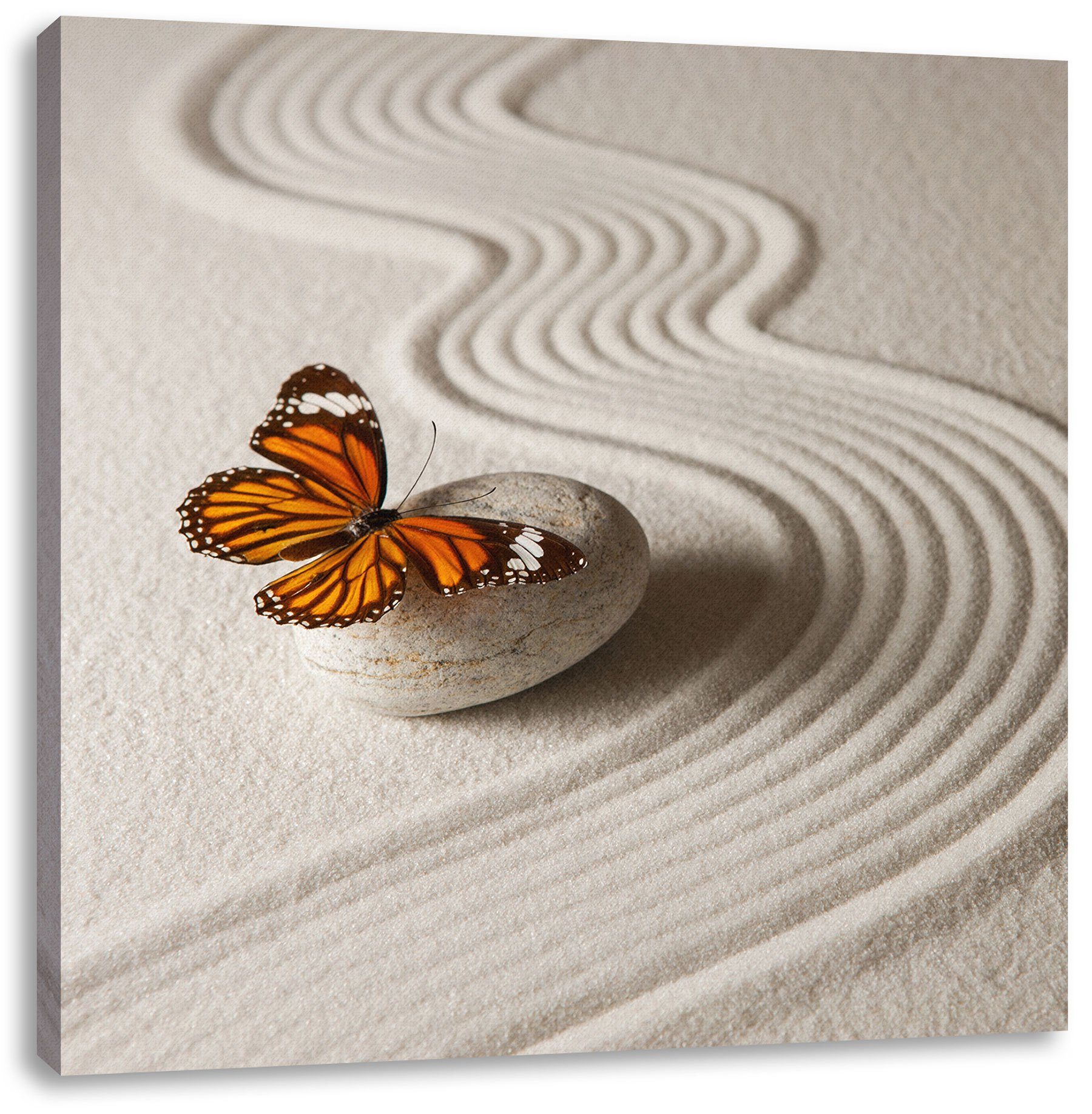 Pixxprint Leinwandbild Zen Schmetterling, Zen Schmetterling (1 St), Leinwandbild fertig bespannt, inkl. Zackenaufhänger