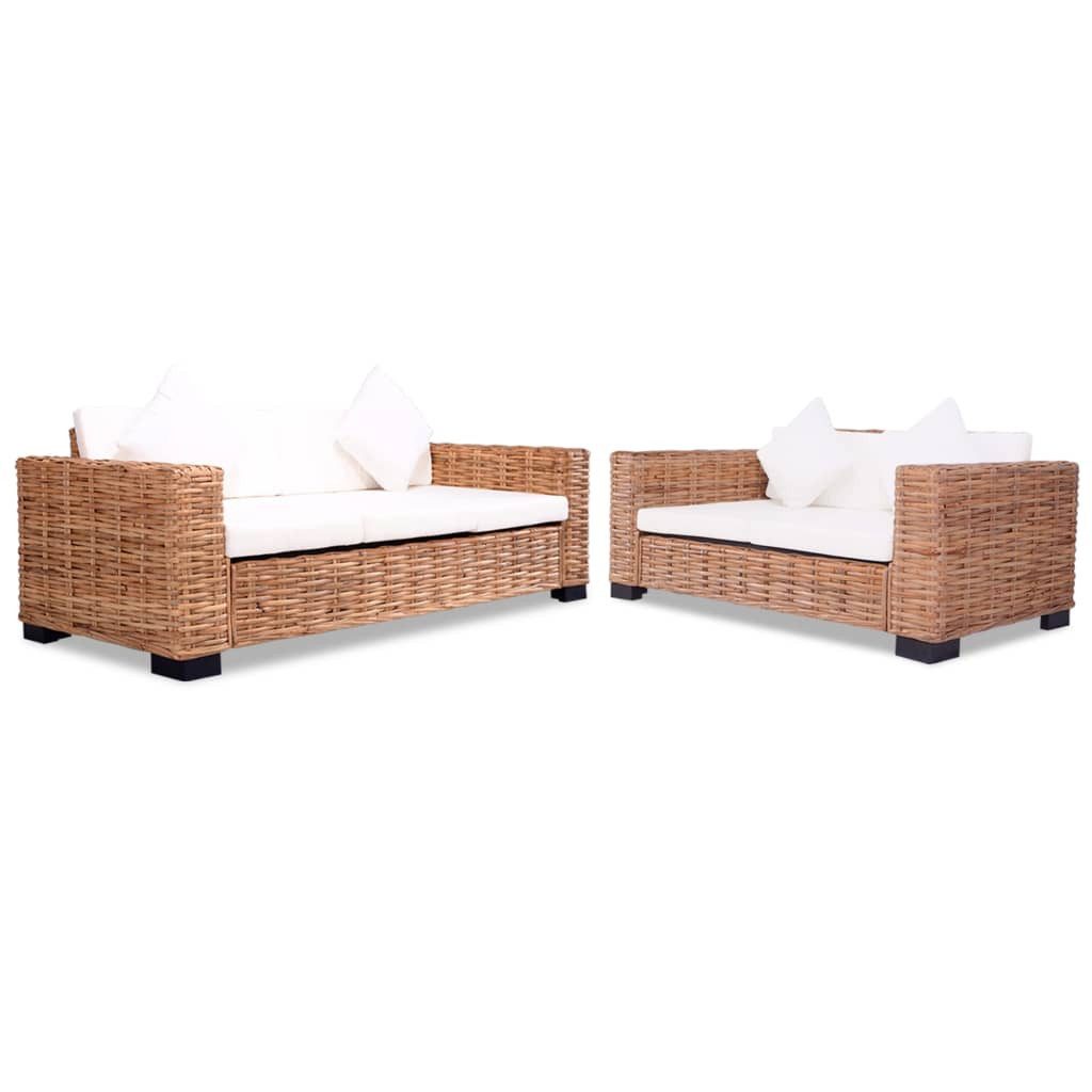 vidaXL Sofa Sofa-Set 15-tlg. Natur Rattan