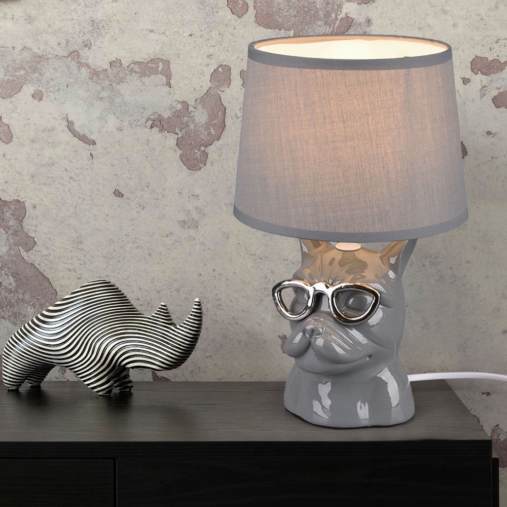 Keramik grau inklusive, etc-shop Tischleuchte Schlafzimmer Schreibtischlampe, Leuchtmittel Nachttischlampe nicht für