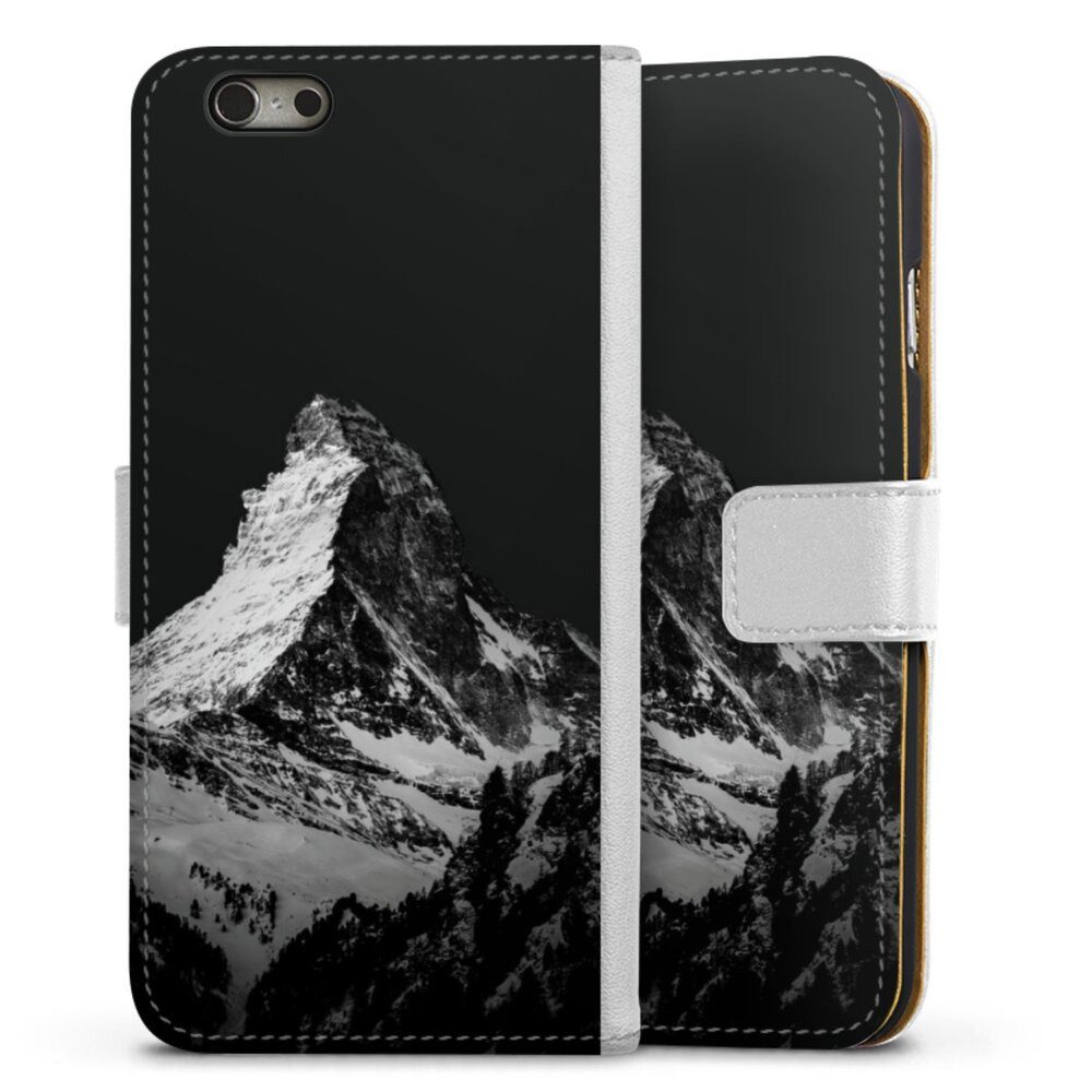 DeinDesign Handyhülle Berg Schnee Alpspitze Snow Capped Mountains Grayscale, Apple iPhone 6 Hülle Handy Flip Case Wallet Cover Handytasche Leder