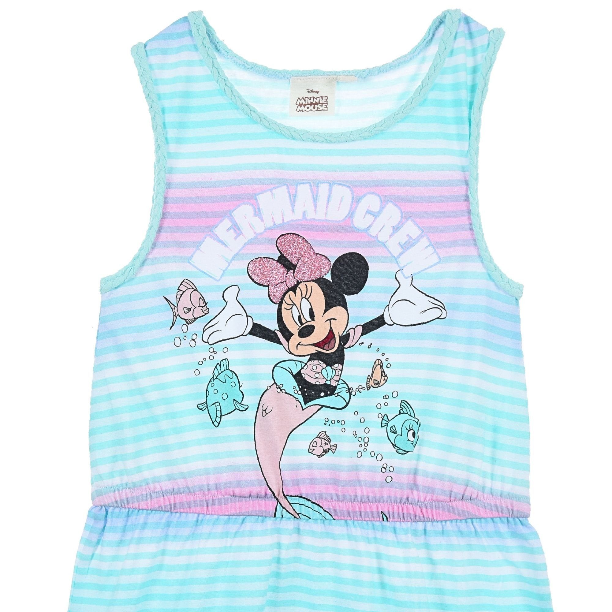Sommerkleid Mädchen Crew Jerseykleid 98-128 Mouse Disney Minnie Gr. Mermaid Minnie Türkis Maus- cm