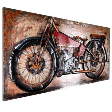 Home4Living Metallbild Metallbild Wandbild 3D Bild Relief 120x60x5cm handgefertigt, Motorcycle, 3D Effekt