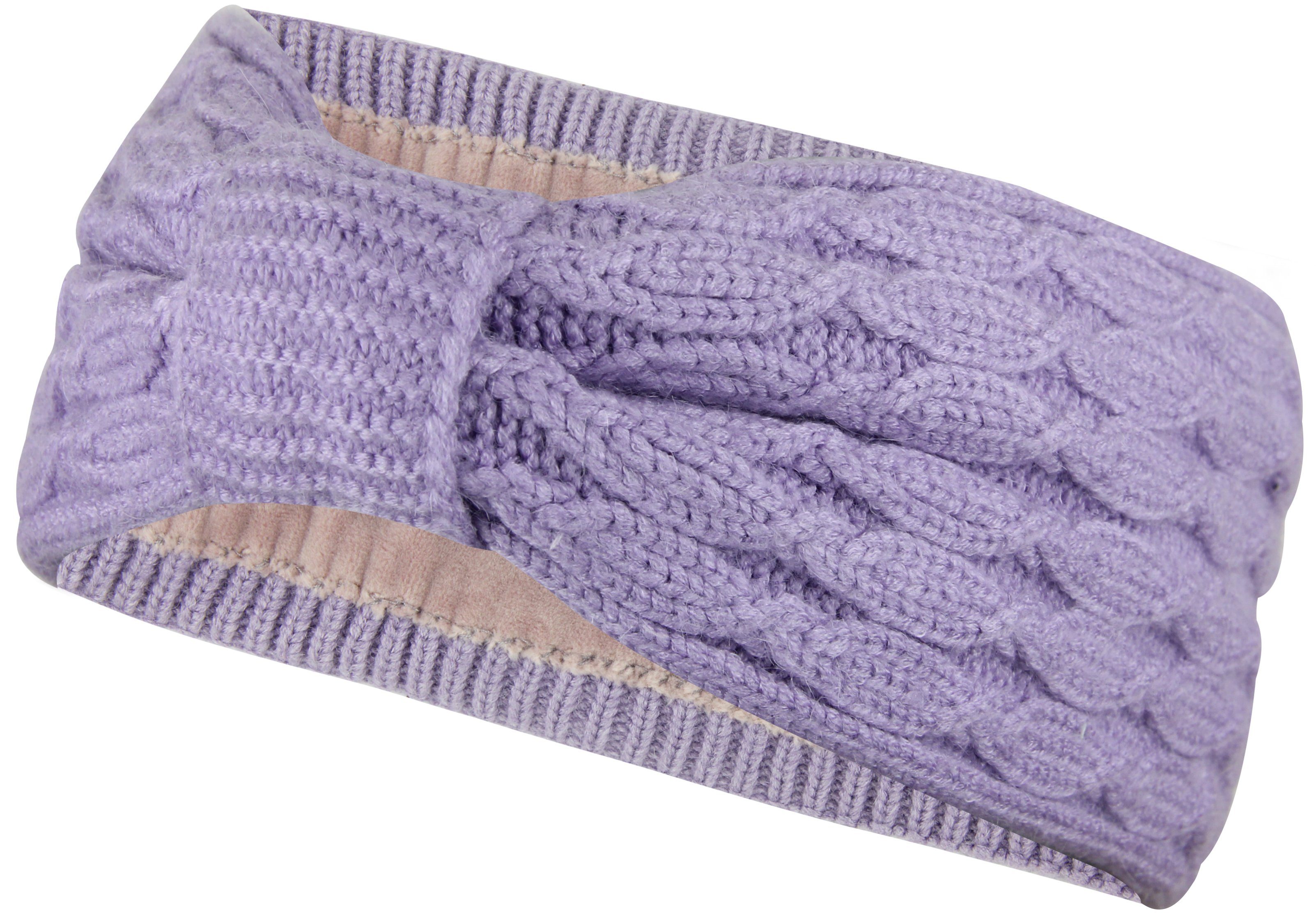 Violett weichem Knoten im Damen, Strick Schleife Haarband Mädchen mit Innenfutter Stirnband Frentree Ohrenschützer Twist Fleece Design,