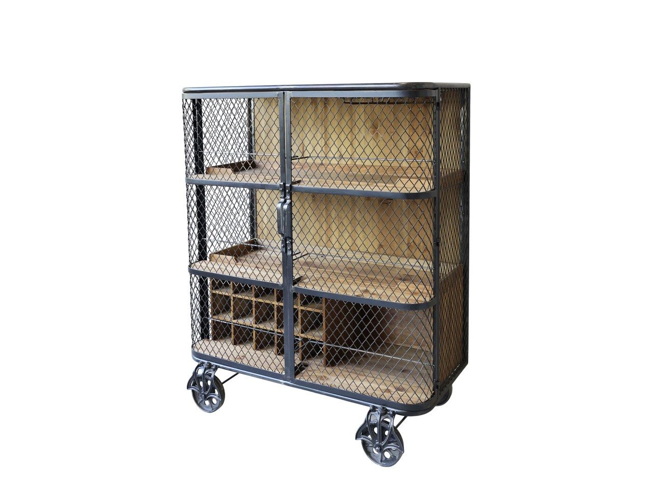 Chic Antique Barschrank Vintage Hausbar Barwagen Barschrank Barclay Industrial auf Rädern