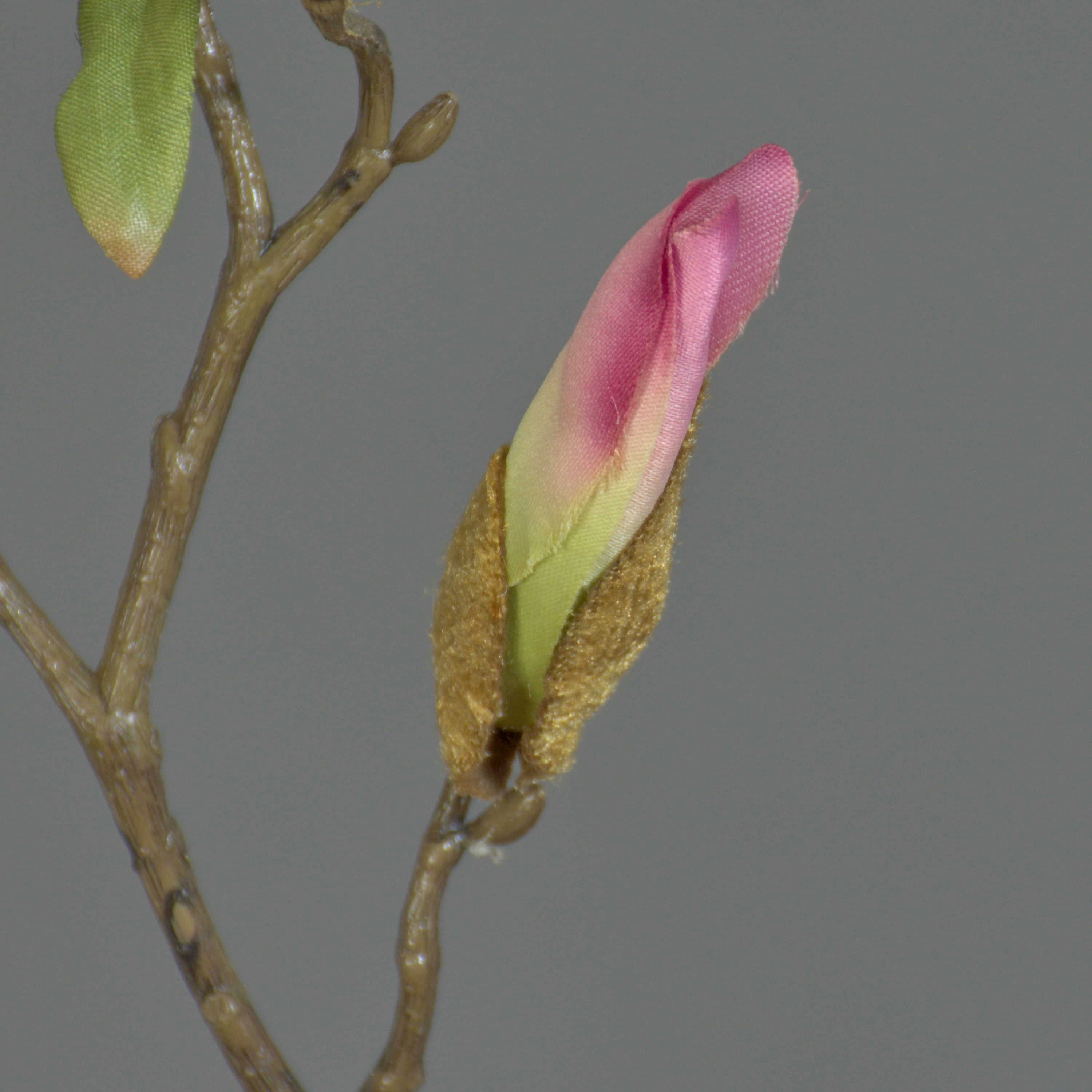 Kunstzweig Deko Magnolienzweig, 4 Blüten und Knospen, weiß - rosa, 80cm Magnolie, artplants, Höhe 80.0 cm