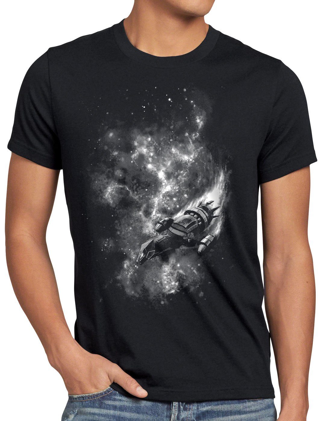 style3 Print-Shirt Herren T-Shirt Firefly in Space serenserenity alleanza nave spazialey allianz raumschiff