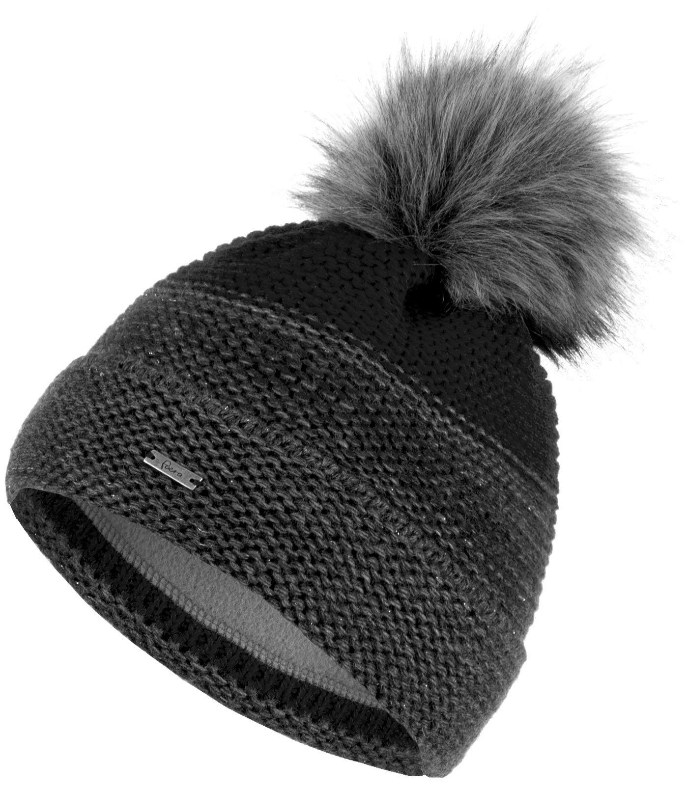 Faera Beanie Faera Wintermütze warm gefüttert mit Fleece-Futter Kunstfell Bommel-Mütze Winter Strick-Mütze Beanie-Mütze Damen Herren One-Size 12