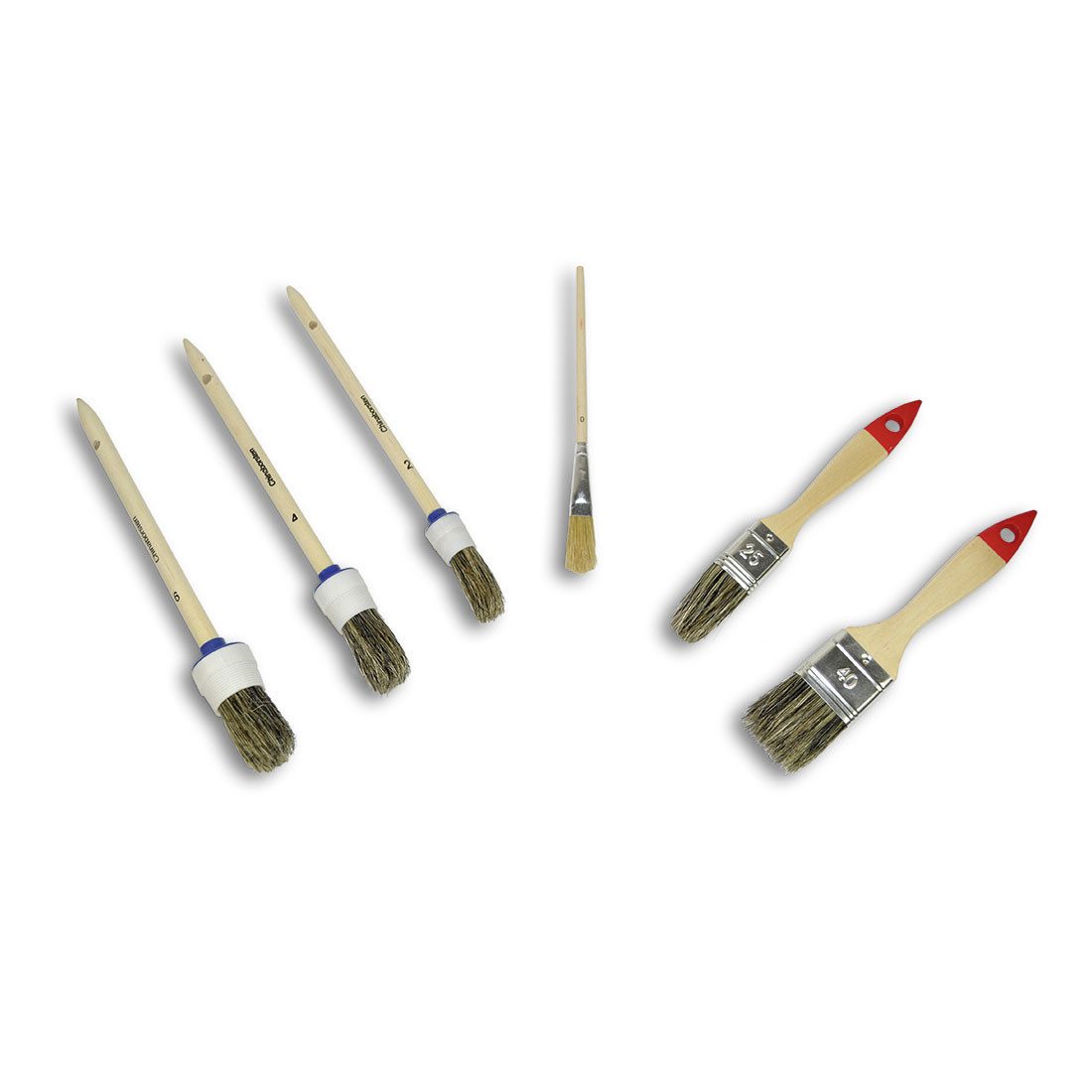 Nölle Flachpinsel Pinsel-Set 6-tlg., (Malerset, 6 St., Flachpinsel, Rundpinsel, Schrägpinsel, Katzenzungenpinsel), Pinselset Malset Bürstenset Malpinsel Künstlerpinsel Malwerkzeug