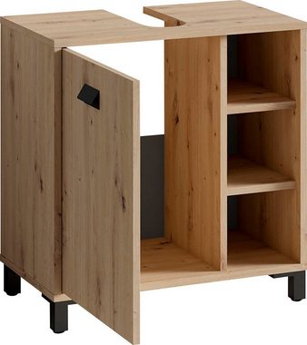 byLIVING Waschbeckenunterschrank Wellness Breite 60 cm, mit Syphonausschnitt, mit praktischem Regal