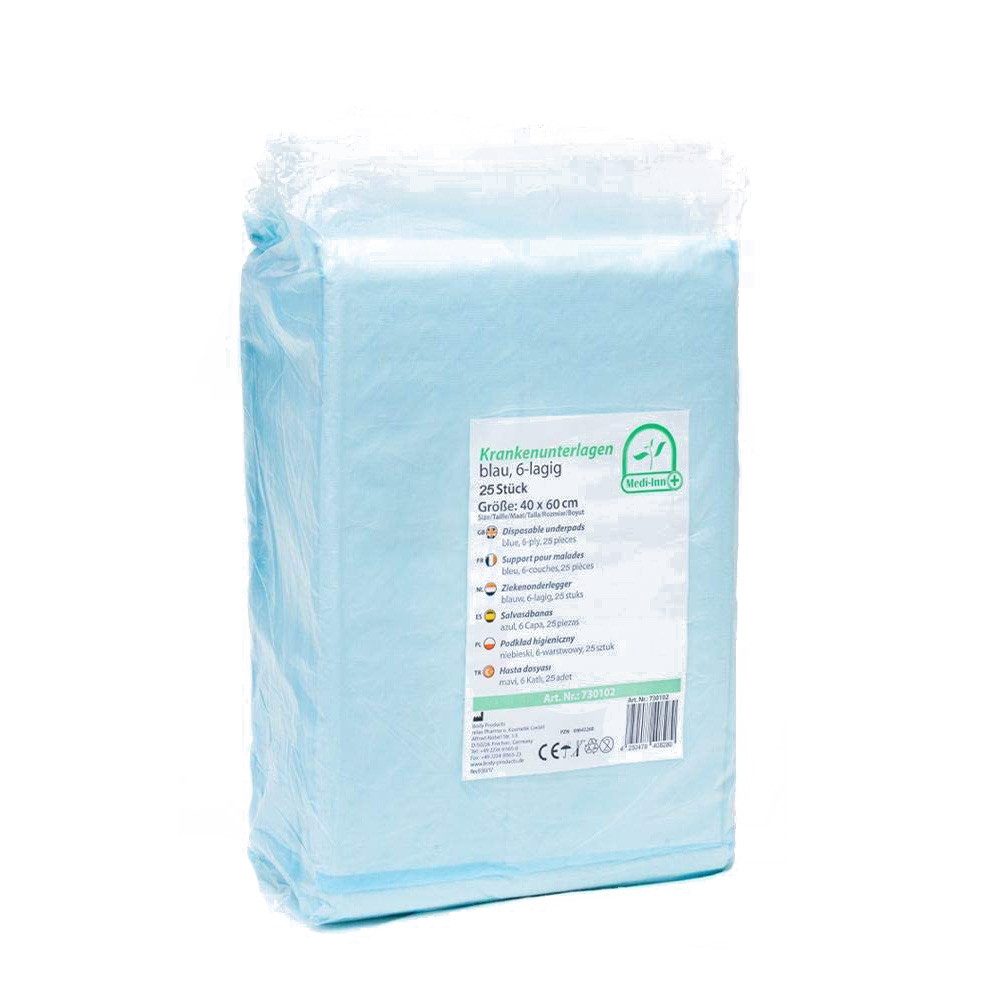 Inkontinenzauflage Krankenunterlagen 40 x 60 cm 6-lagig 25er Pack Medi-Inn