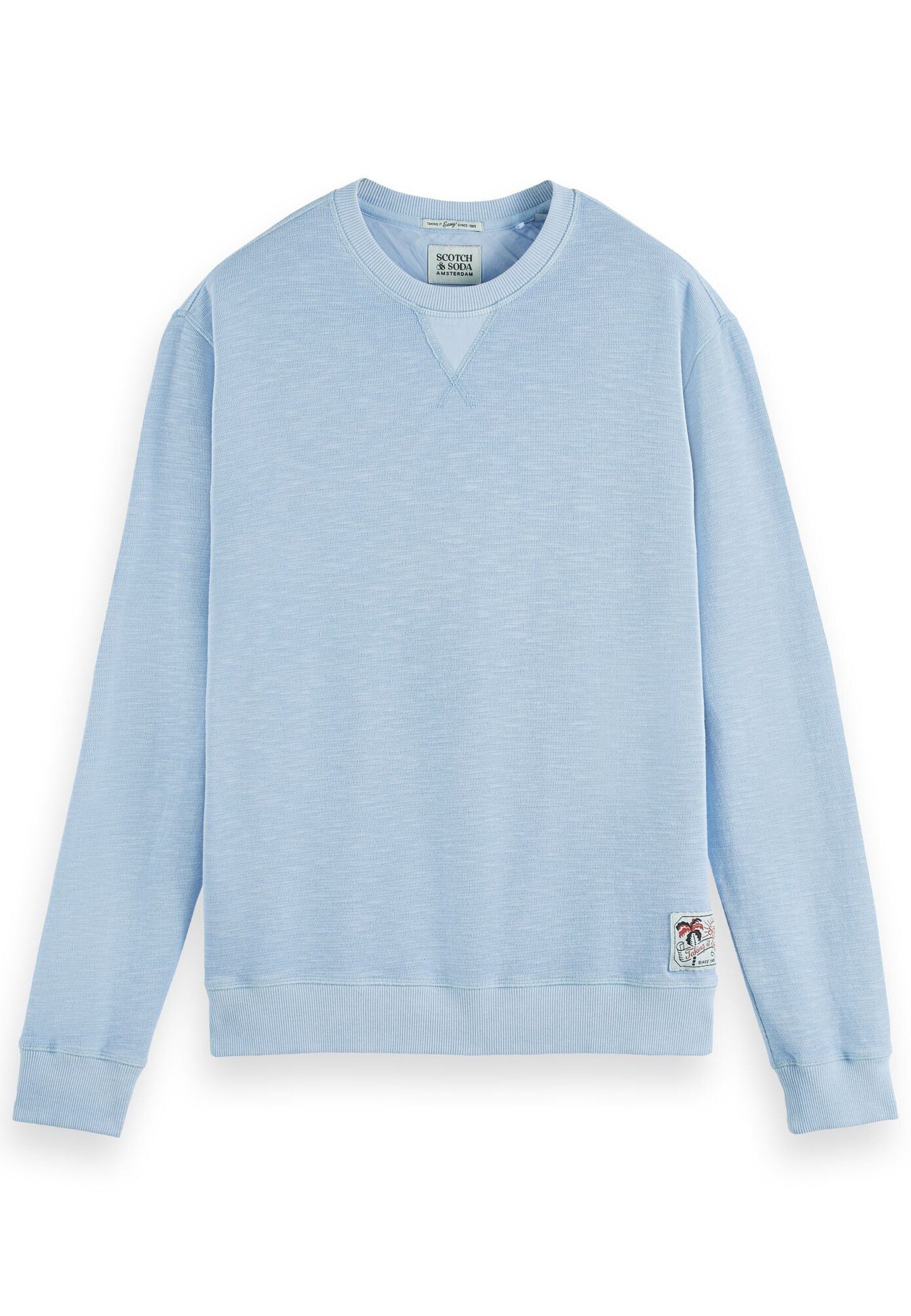 Scotch & Soda Sweatshirt Pullover Garment-Dye Sweatshirt mit (1-tlg) hellblau