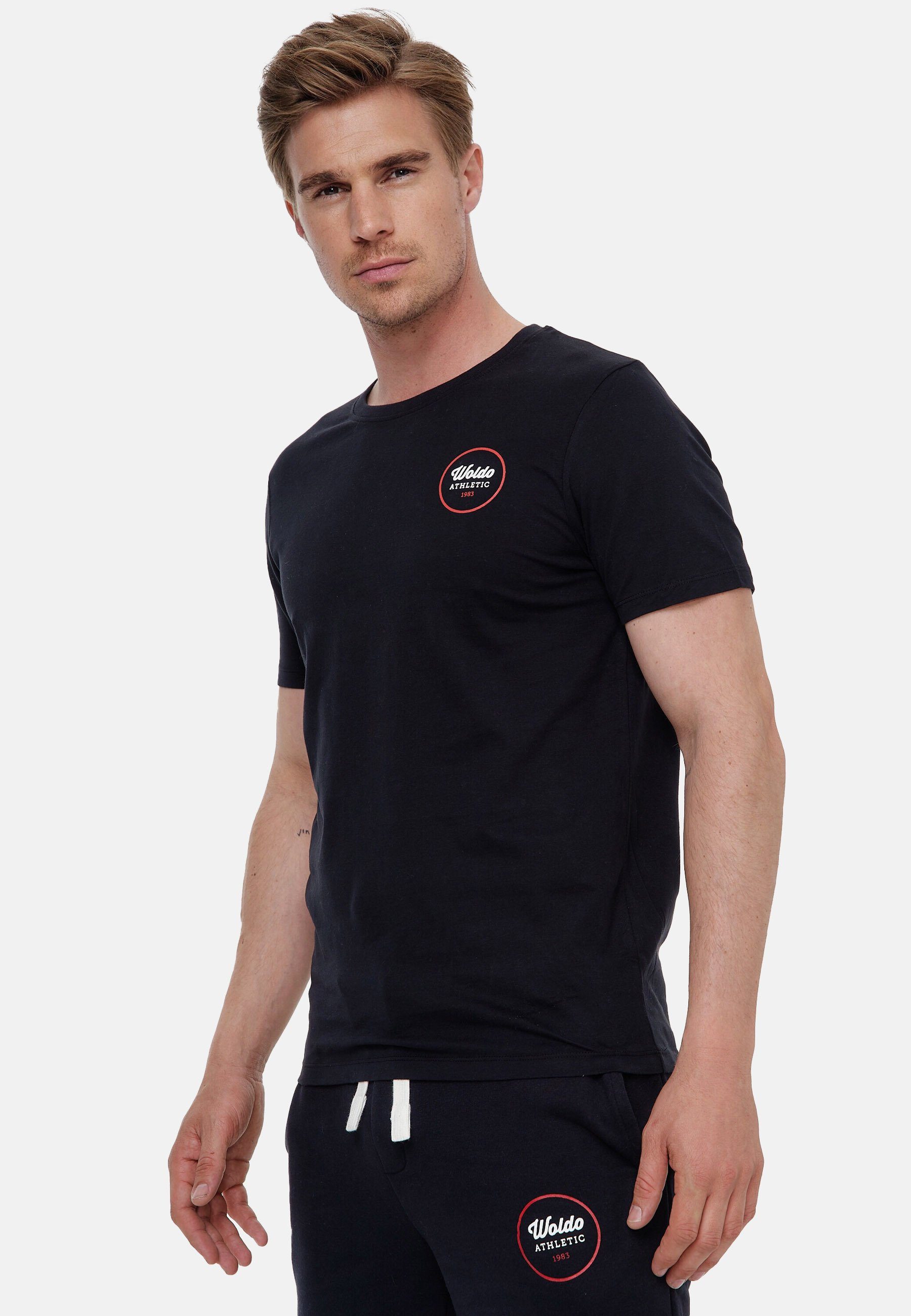 Woldo Athletic T-Shirt T-Shirt Print Runder schwarz-rot