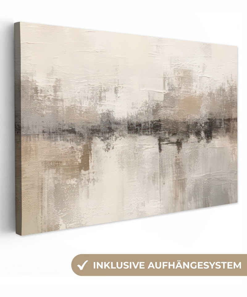 OneMillionCanvasses® Leinwandbild Moderne Kunst - Abstrakt - Beige, (1 St), Wandbild Leinwandbilder, Aufhängefertig, Wanddeko, 30x20 cm