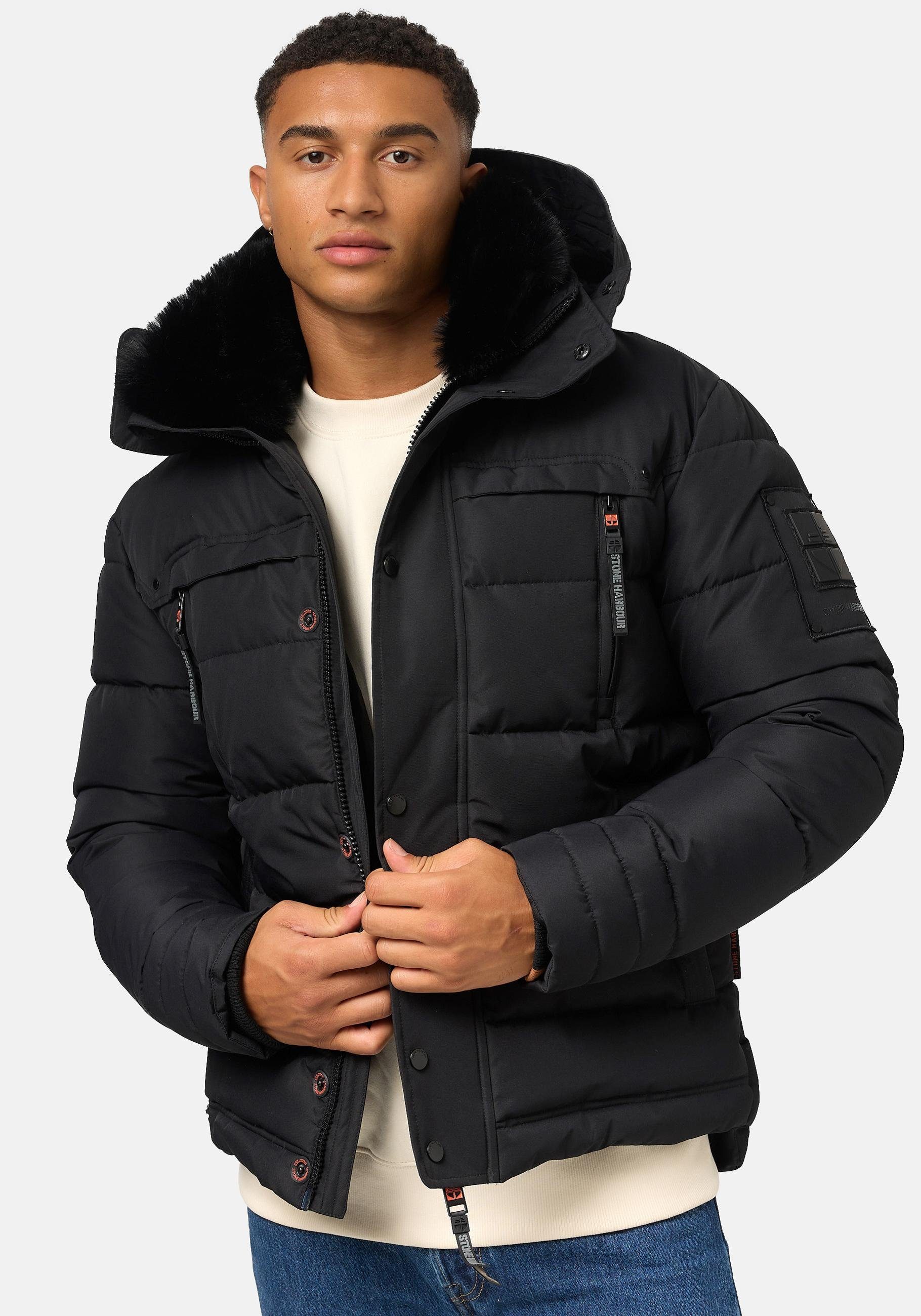 Stone Harbour Steppjacke Witas gesteppte Herren Winterjacke mit abnehmbarer Kapuze
