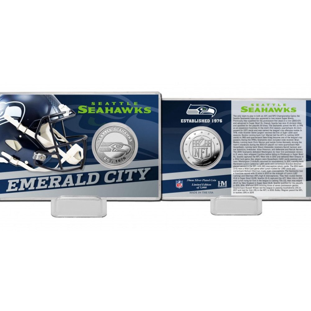 Seattle Seahawks Sammelkarte Seattle Seahawks Team History Silver Coin Card