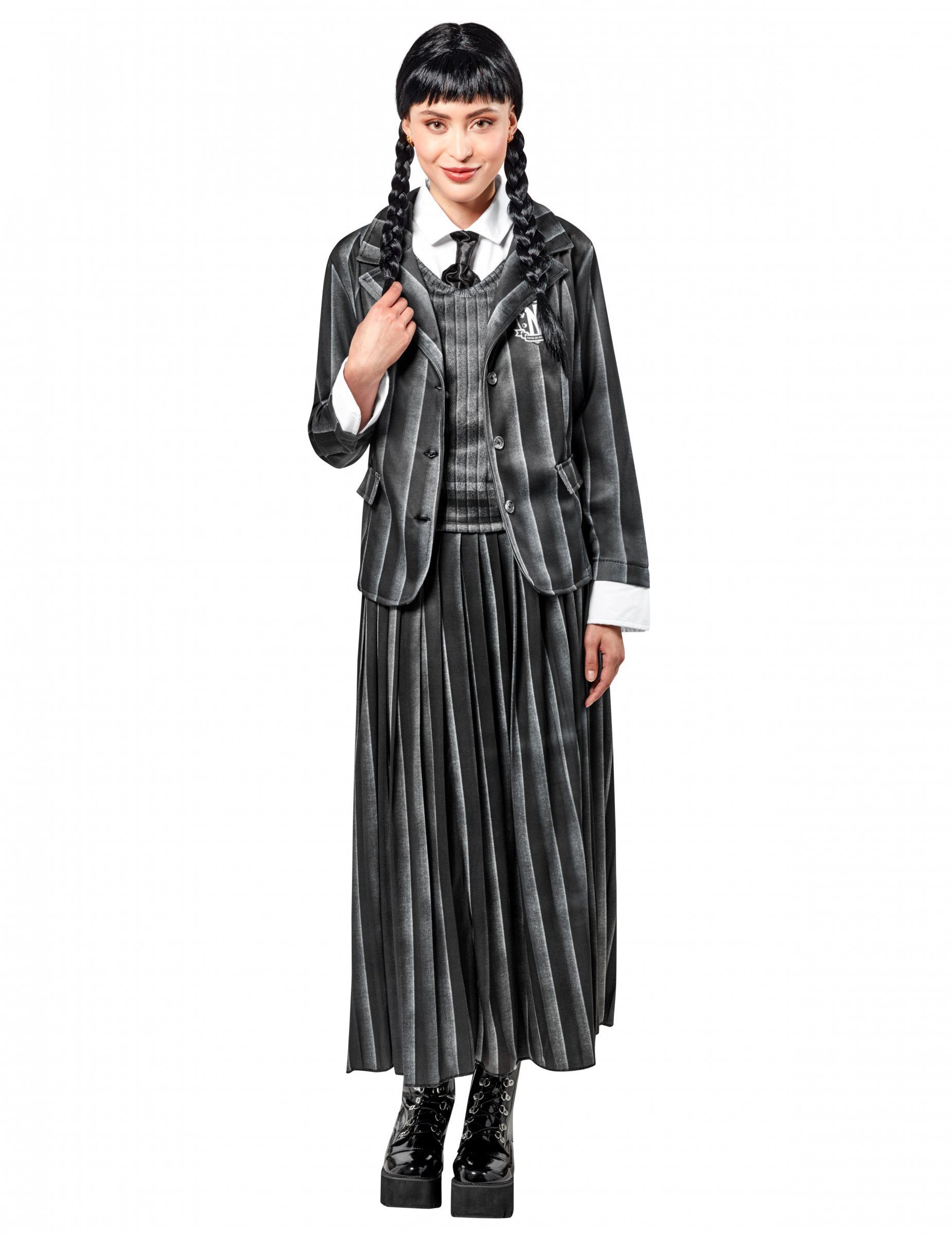 Rubie´s Kostüm Wednesday Addams Kostüm Schuluniform für Damen schwarz-grau