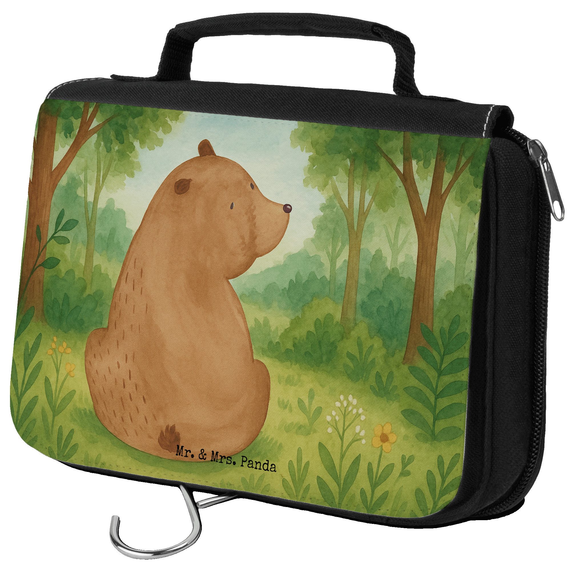 Kulturbeutel Bär Schulterblick Design, Kosmetiktasche, Weiß, hygienebeutel, Weishe