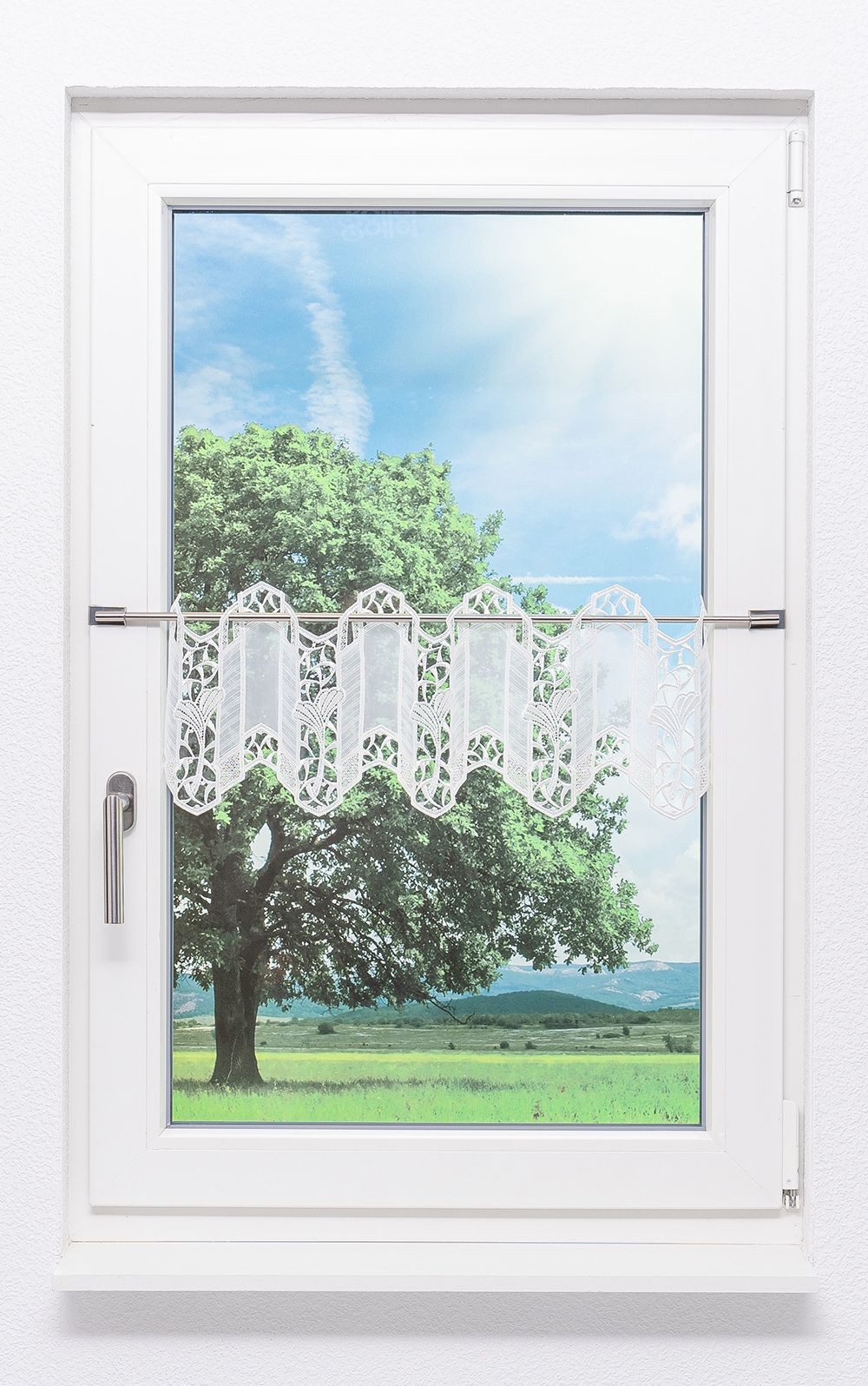 Plauener Spitze® Scheibengardine Ginkgoblätter, (1 St), günstig online kaufen