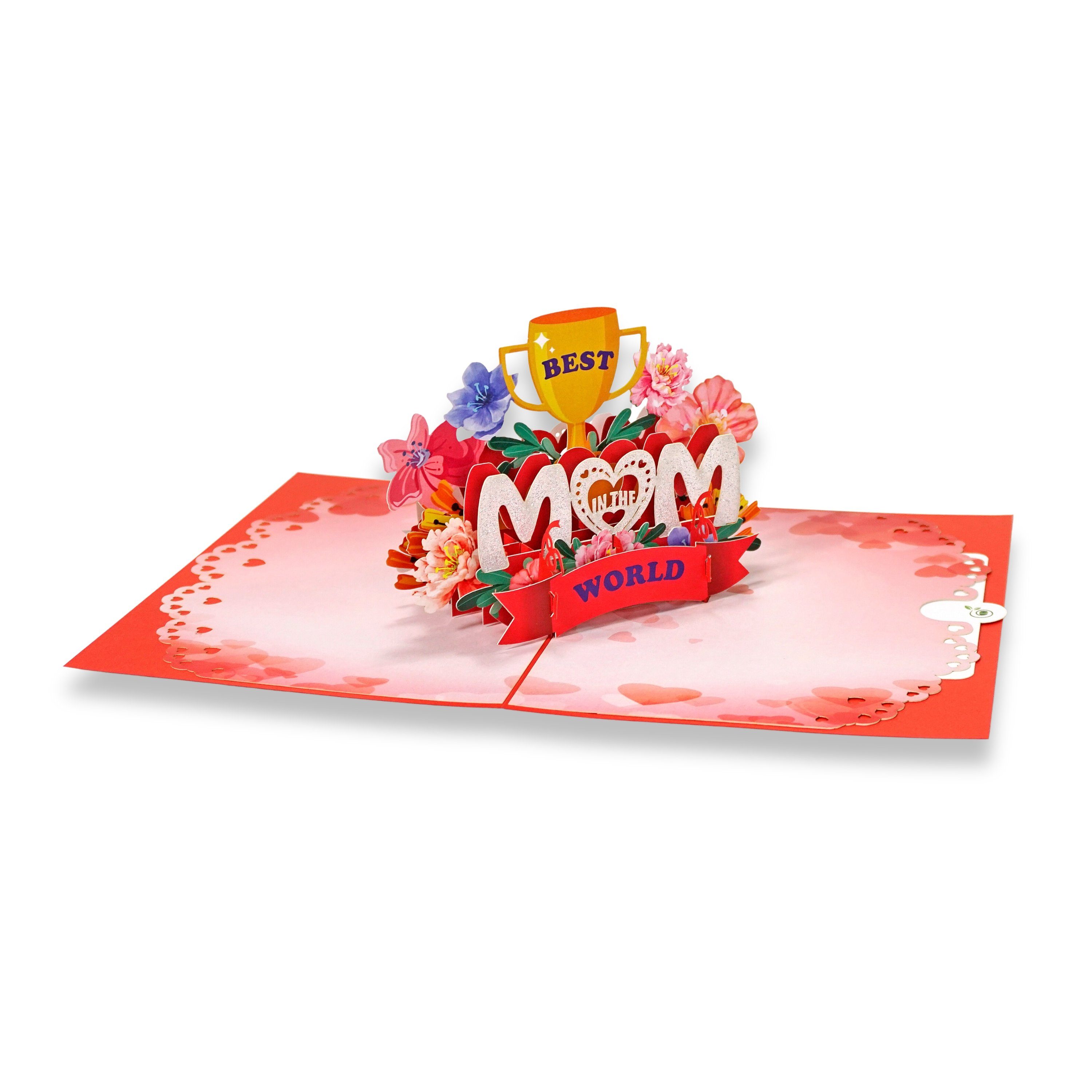 paperdora Muttertagskarte 3D Pop-Up-Karte „Mutter“ mit Umschlag und Wachssiegel - Grußkarte, Muttertag Geschenk