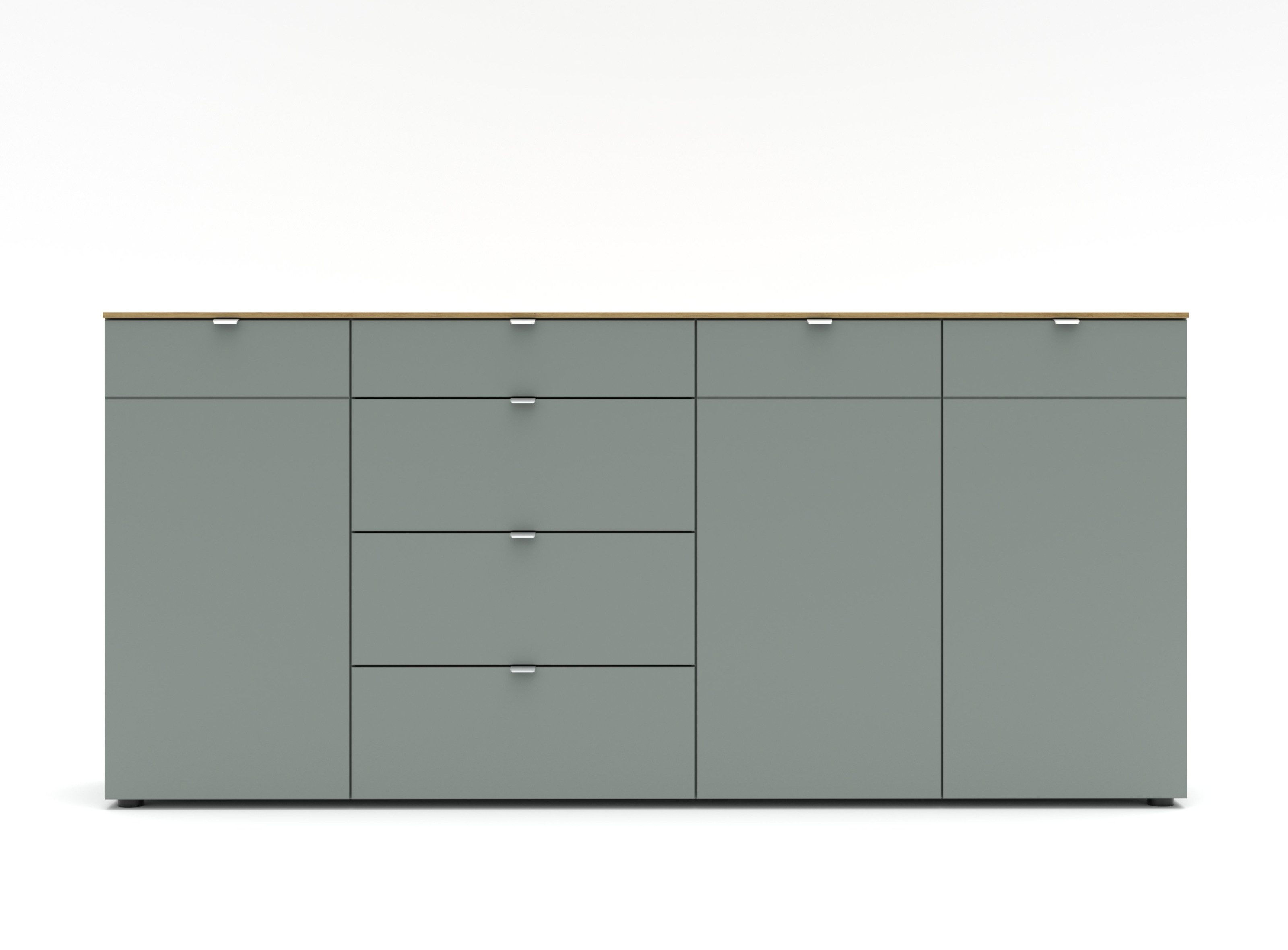 freiraum Anrichte Bari, in Schilf grün, Spannplatte, MDF - 220x101x41cm (BxHxT)