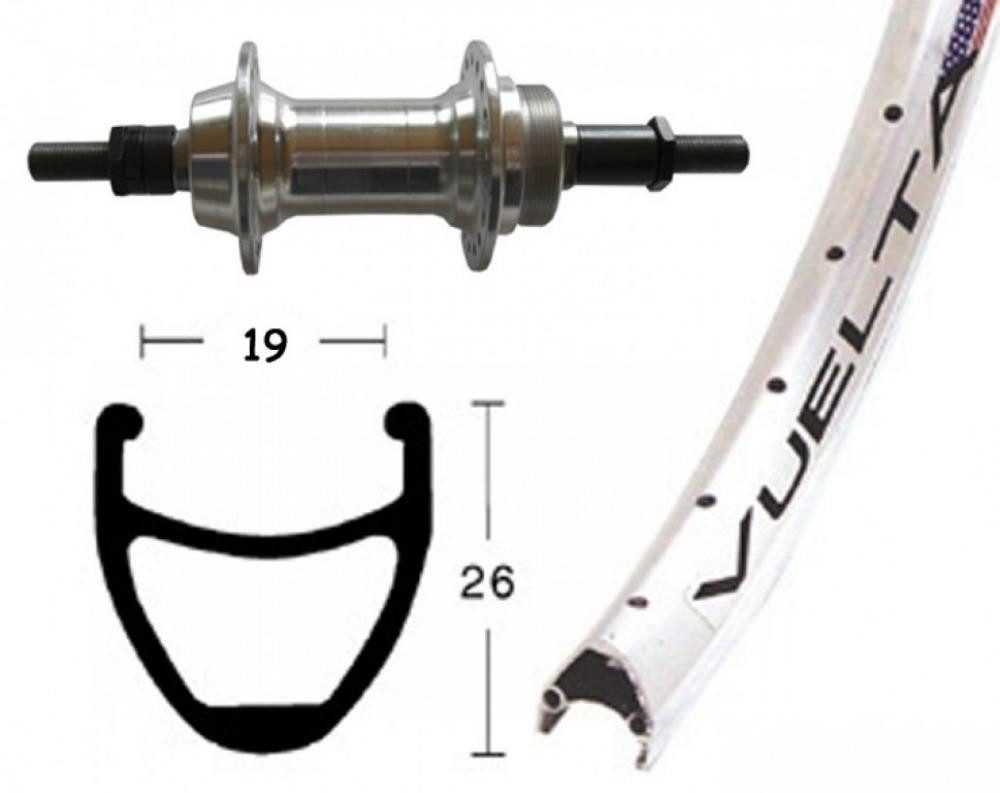 BikeParts Laufrad Bike-Parts Laufrad Hinterrad 26x1.90 Zoll Schraubkranz silber Vollachs