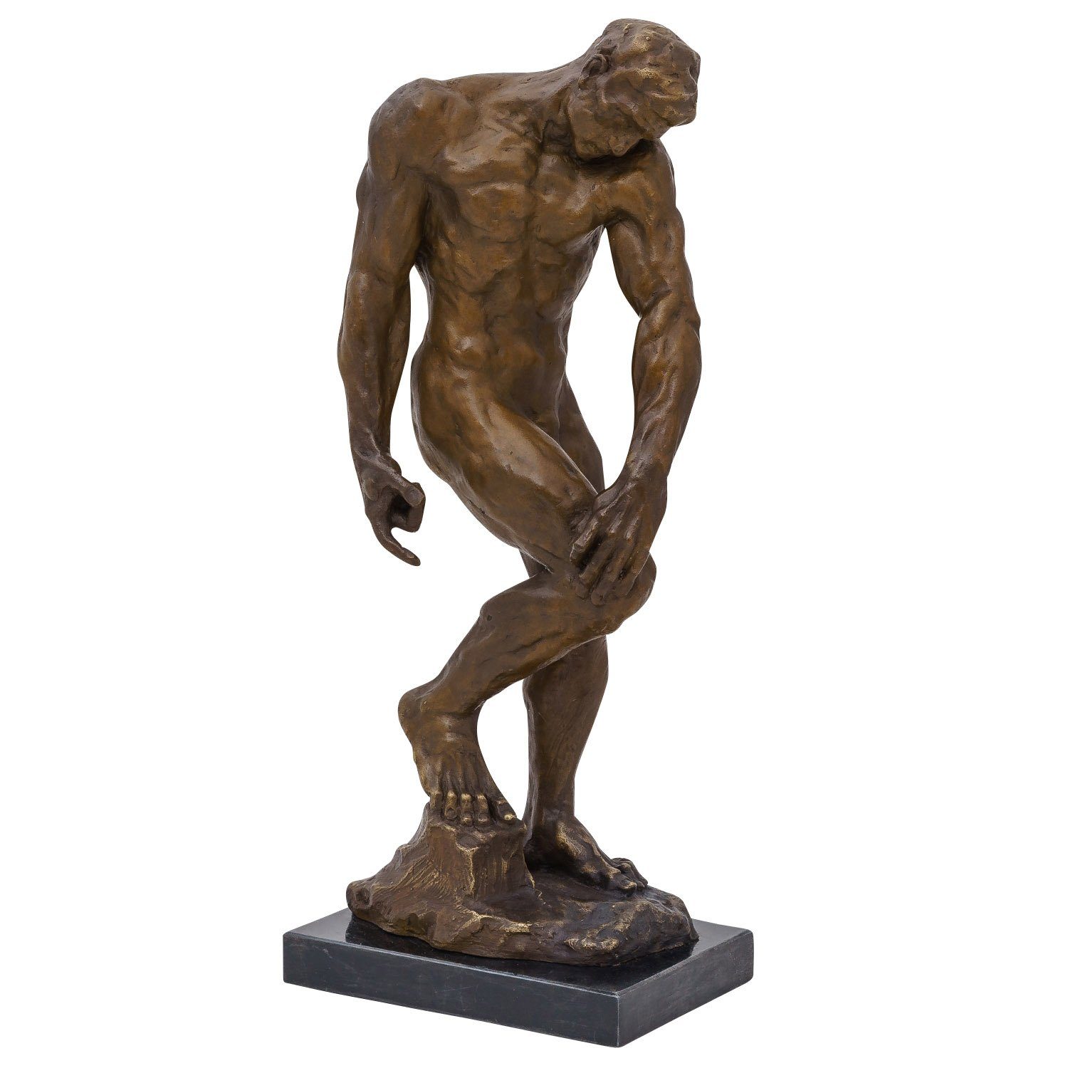 Aubaho Skulptur Bronzeskulptur Adam nach Rodin, Kopie, im Antik-Stil Bronze Figur Stat