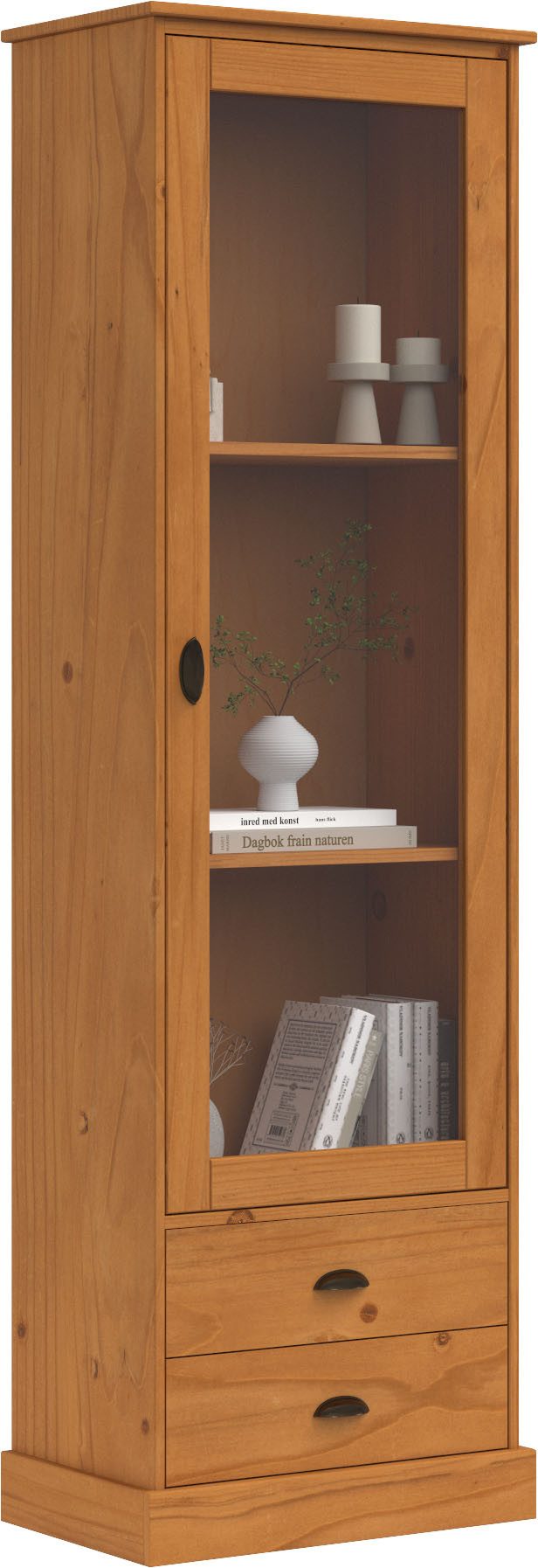 OTTO home Vitrine Schröder mit 1 Schiebetür, 2 Schubkästen, aus massivem Kiefernholz, Breite 55cm