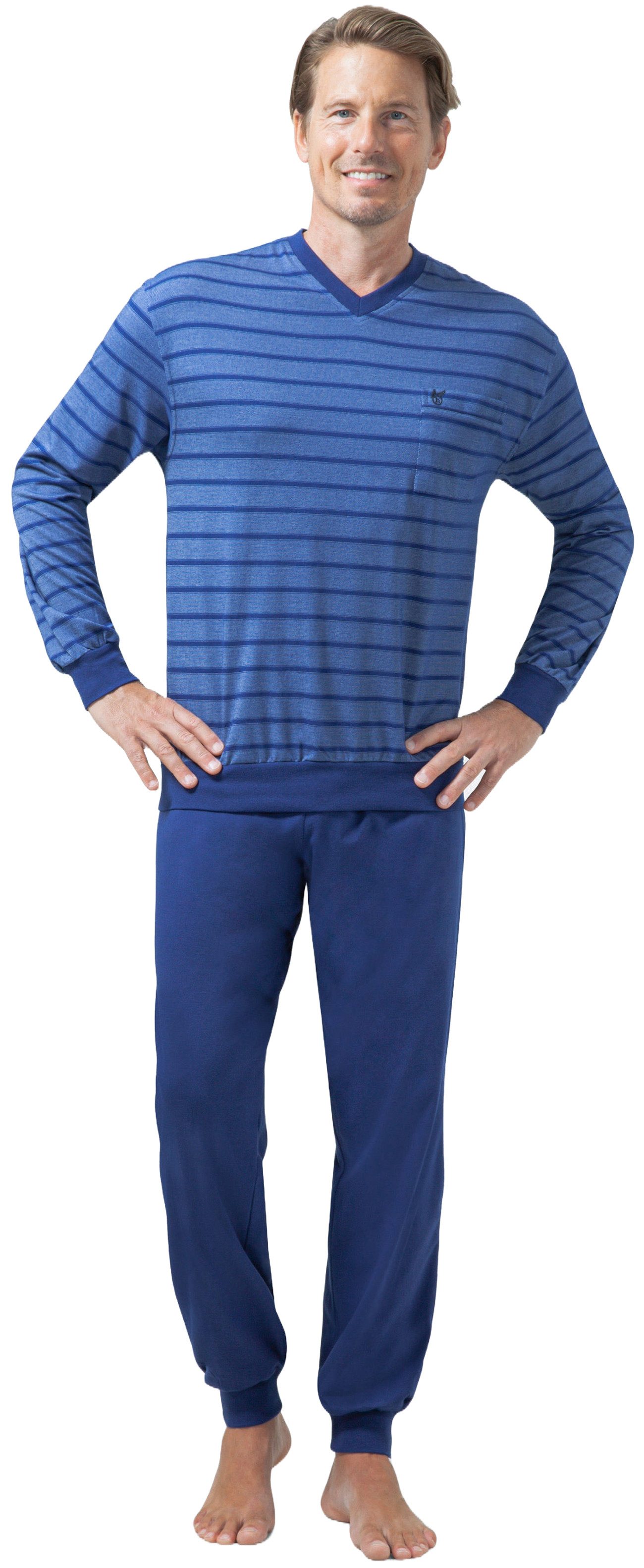 Hajo Pyjama Herren Pyjama lang Bügelfrei Atmungsaktiv