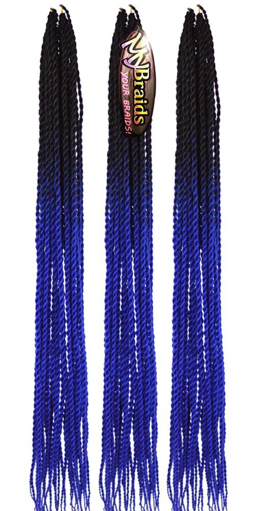 10-SY Kunsthaar-Extension Zöpfe Ombre Pack MyBraids Braids BRAIDS! Crochet 3er Twist YOUR Senegalese Schwarz-Blau
