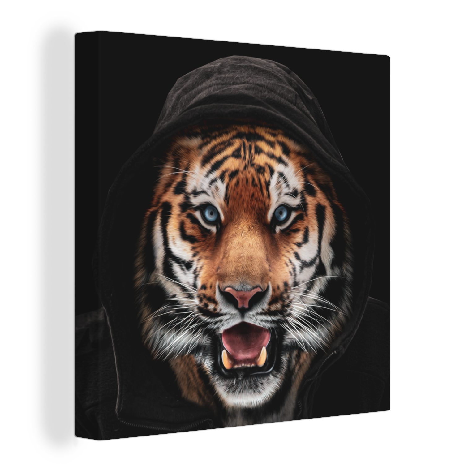 OneMillionCanvasses® Leinwandbild Tiger - St), (1 Kleidung - Wohnzimmer für Bilder Blau, Schlafzimmer Leinwand