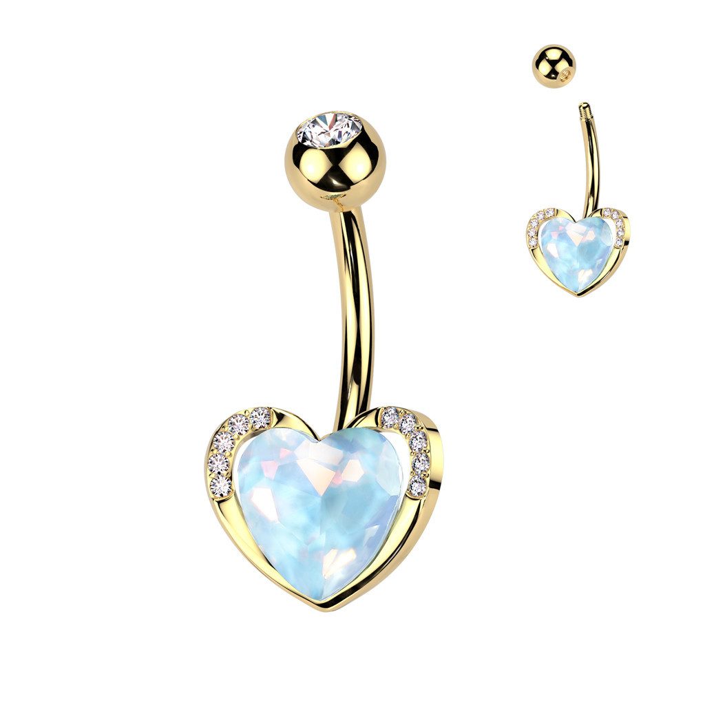 Taffstyle Bauchnabelpiercing Elegantes Bauchnabelpiercing Herz Zirkonia und kleinen Kristallen Gold, Bauchnabelpiercing Banane Bauchnabel Piercing Schmuck Stecker