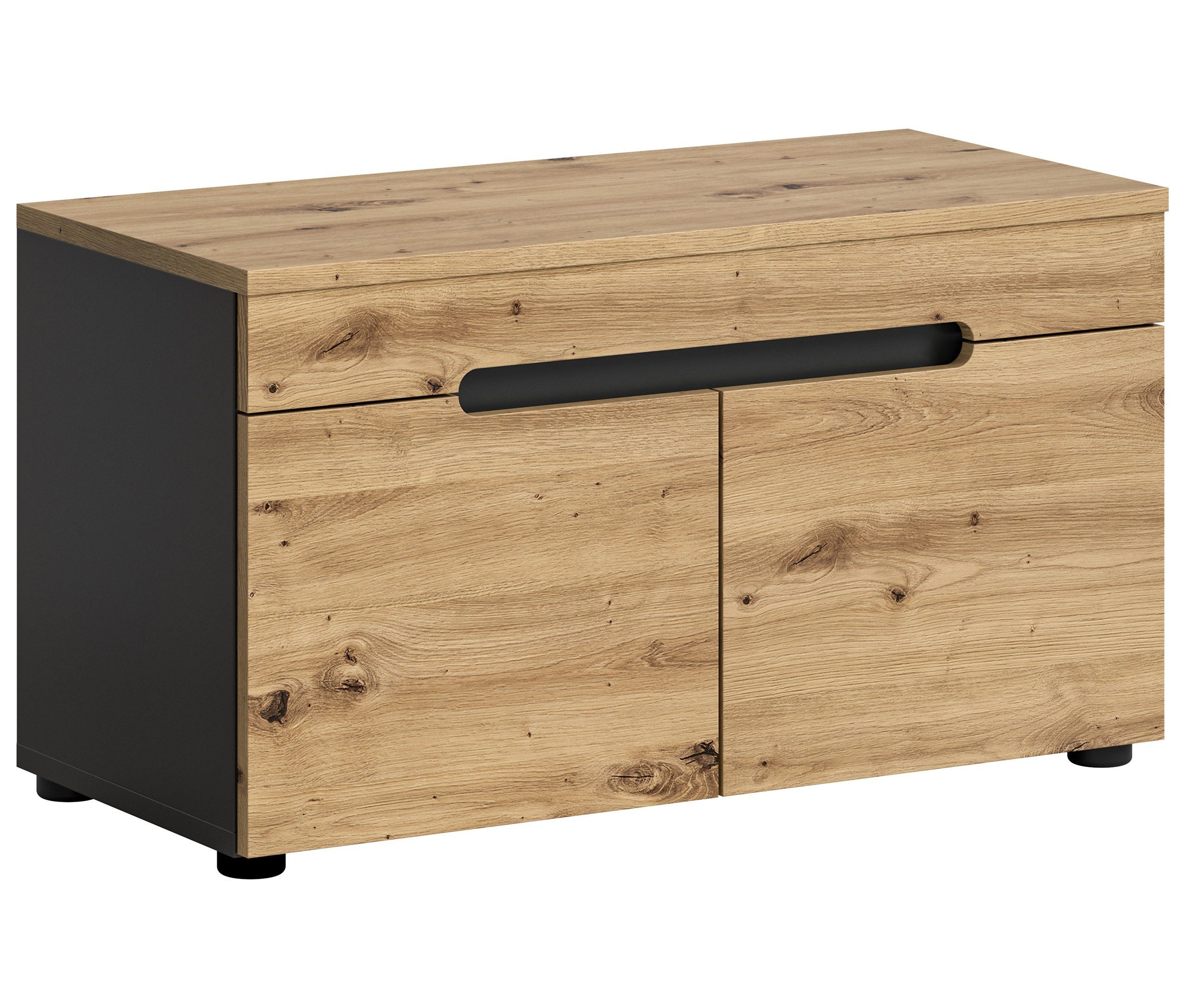 Newroom Sitzbank Amalthea, Sitzbank Artisan Eiche Basalt Grau Schuhbank Sitzhocker Modern Indu...