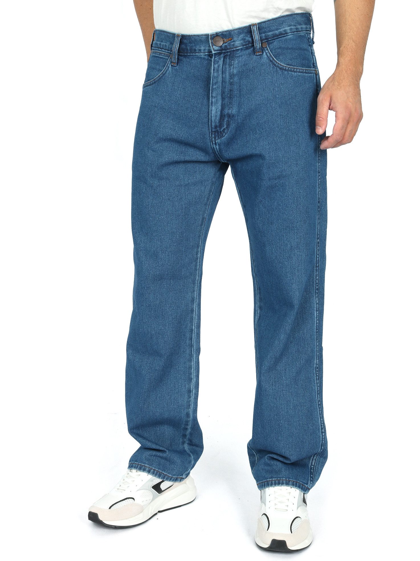Wrangler Straight-Jeans Relaxed Fit, leicht & weich - FRONTIER DARK STONE günstig online kaufen