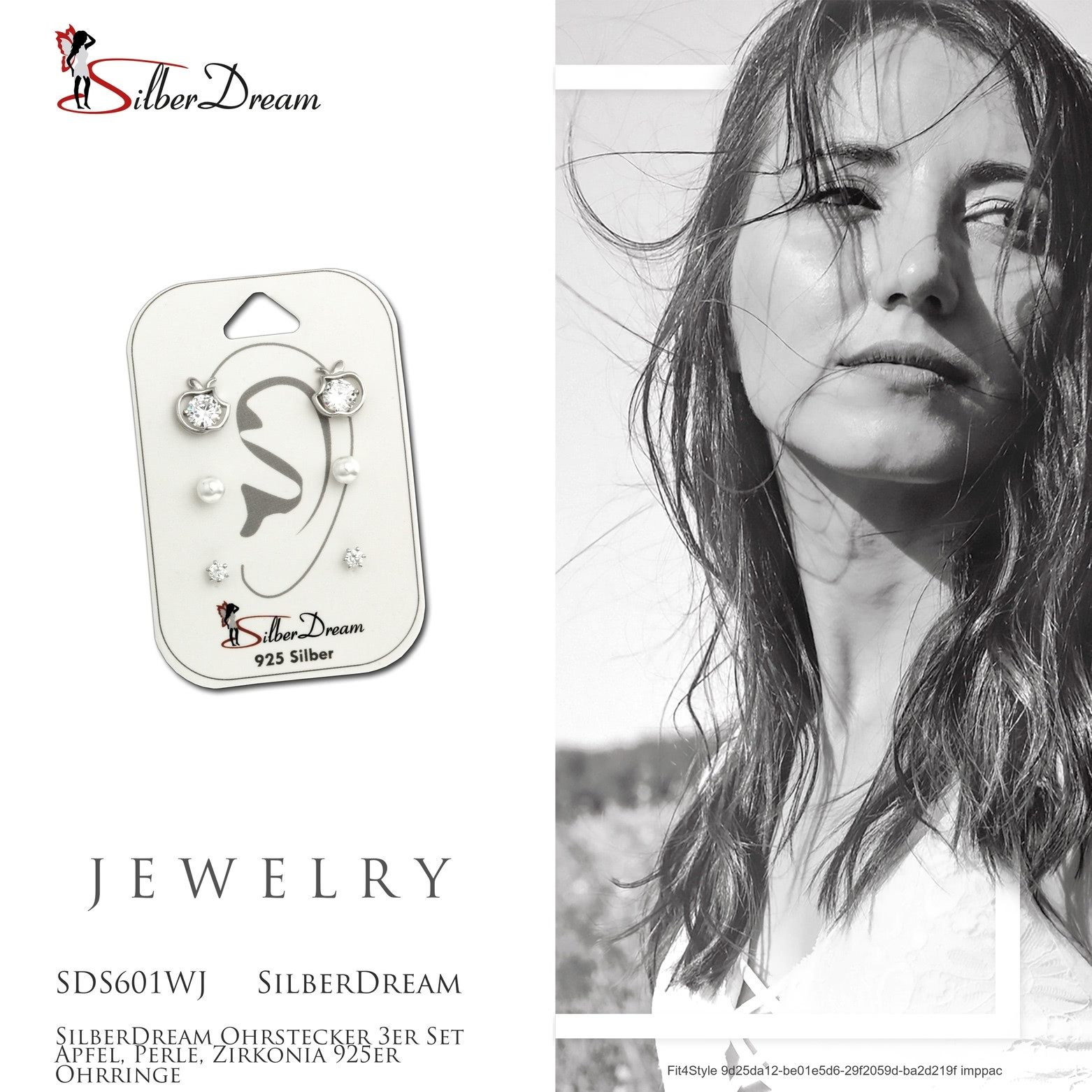 SilberDream Paar Ohrstecker SilberDream Zirkonia Kunstperle 3er Set (Ohrstecker, 3-tlg), Ohrstecker (Apfel, Perle, Zirkonia-Stein) 925 Sterling Silber, Farbe: