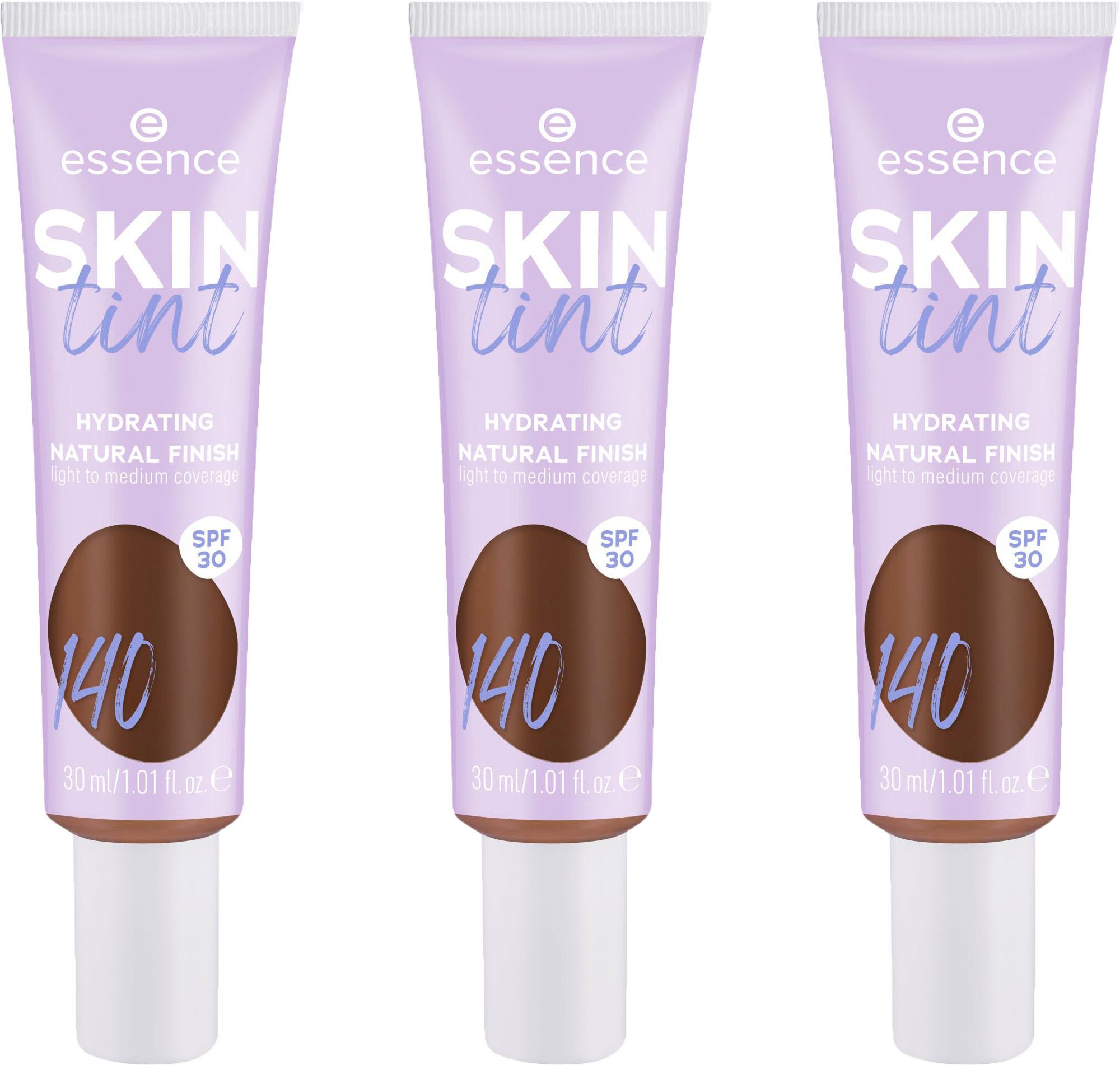Essence Foundation SKIN tint, 3er Pack, mit veganen Inhaltsstoffen