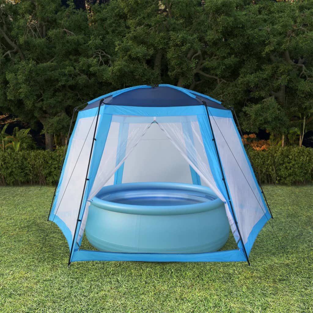 furnicato Poolüberdachung Pool-Pavillon Zelt 500x433x250 cm Blau, (1 tlg), Sonnenschutz-Gartenzelt mit Mesh-Seitenwänden und stabilem Stahlrahmen