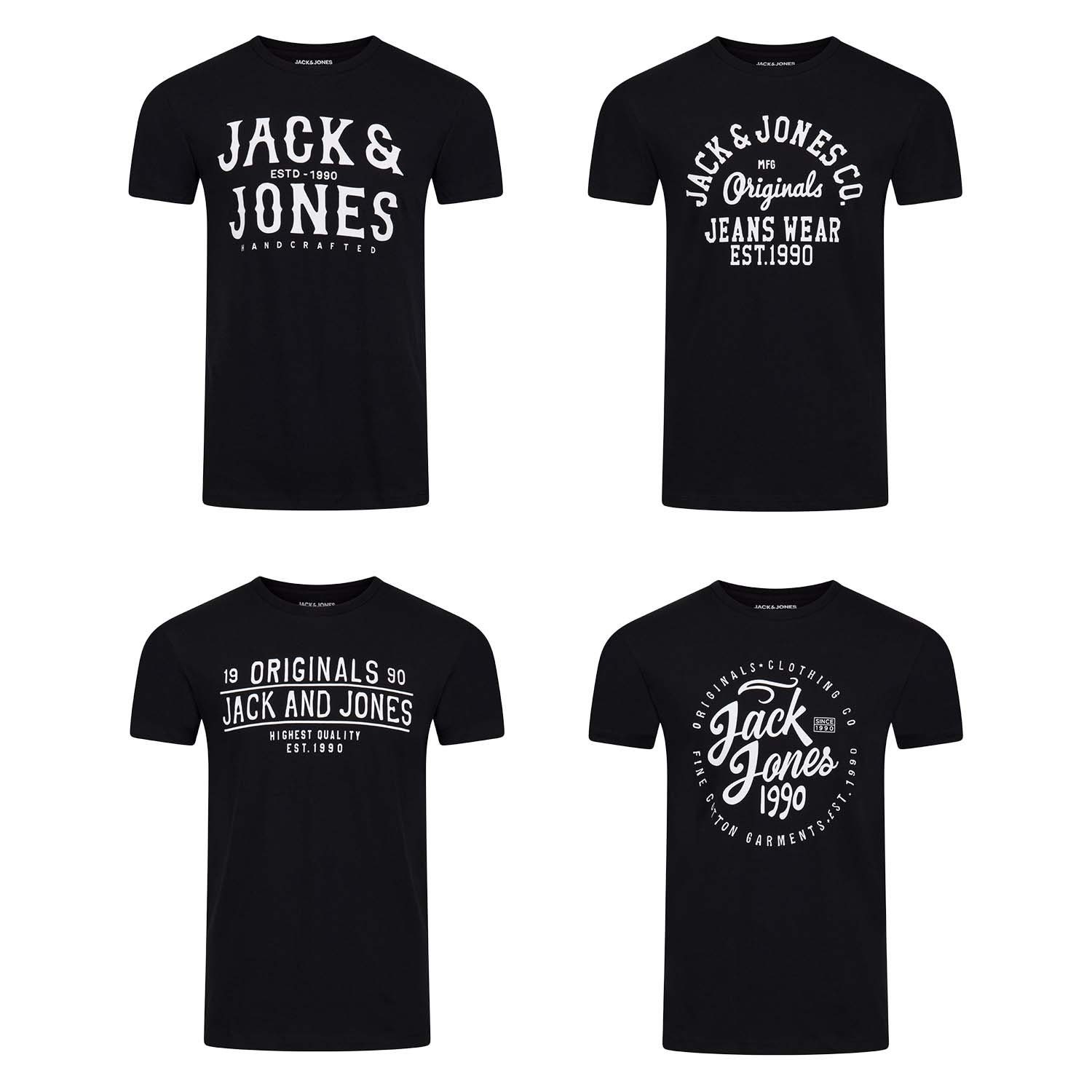 Jack & Jones T-Shirt Herren Logoprintshirt JJLINO Regualar Fit (4-tlg) Kurzarm Tee Shirt mit Rundhalsausschnitt aus 100% Baumwolle Pack 5