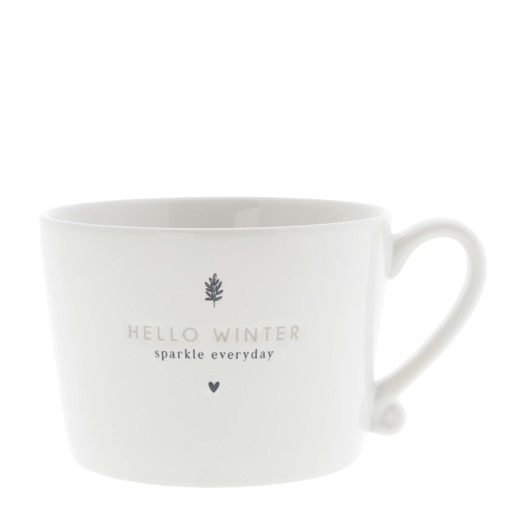 Bastion Collections Tasse Schwarzes Herz, Keramik, Spülmaschinengeeignet, Weiß, Motiv: Winter