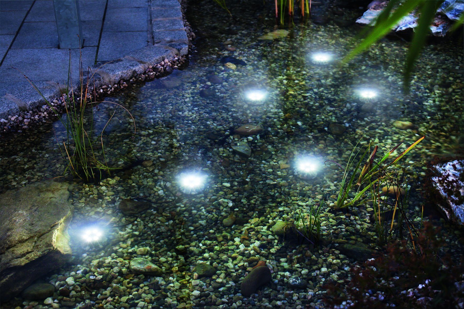 esotec LED Teichleuchte Esotec Solar Unterwasserstrahler Super Splash 6er Set Akku LED Spot