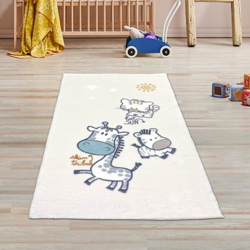 Teppich Weicher Kinderzimmer Teppich mit Tier muster in creme, TeppichHome24, rechteckig, Höhe: 18 mm