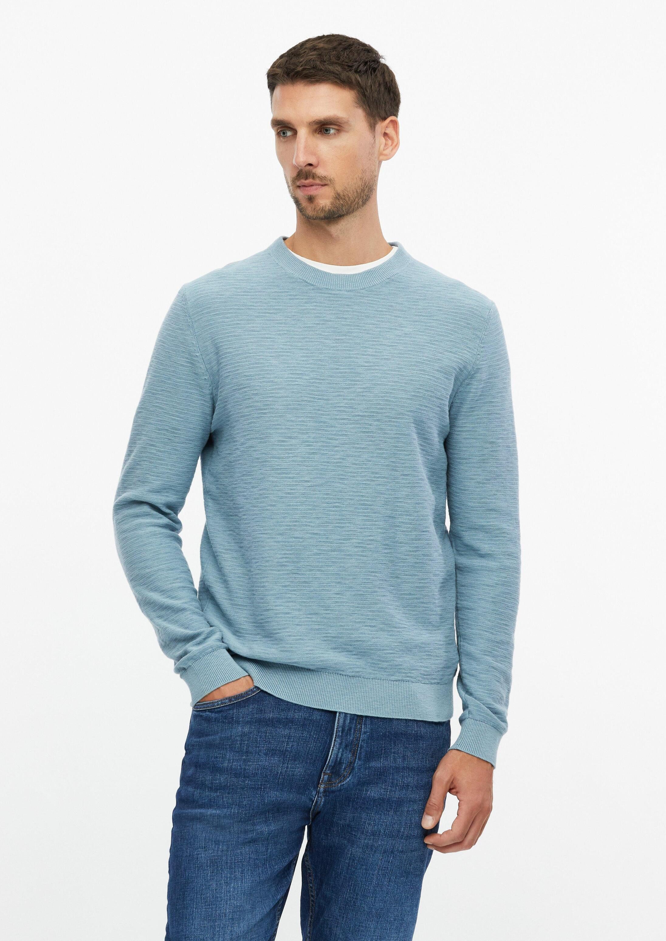 s.Oliver Longpullover Strickpullover Baumwollpullover mit Flammgarnstruktur