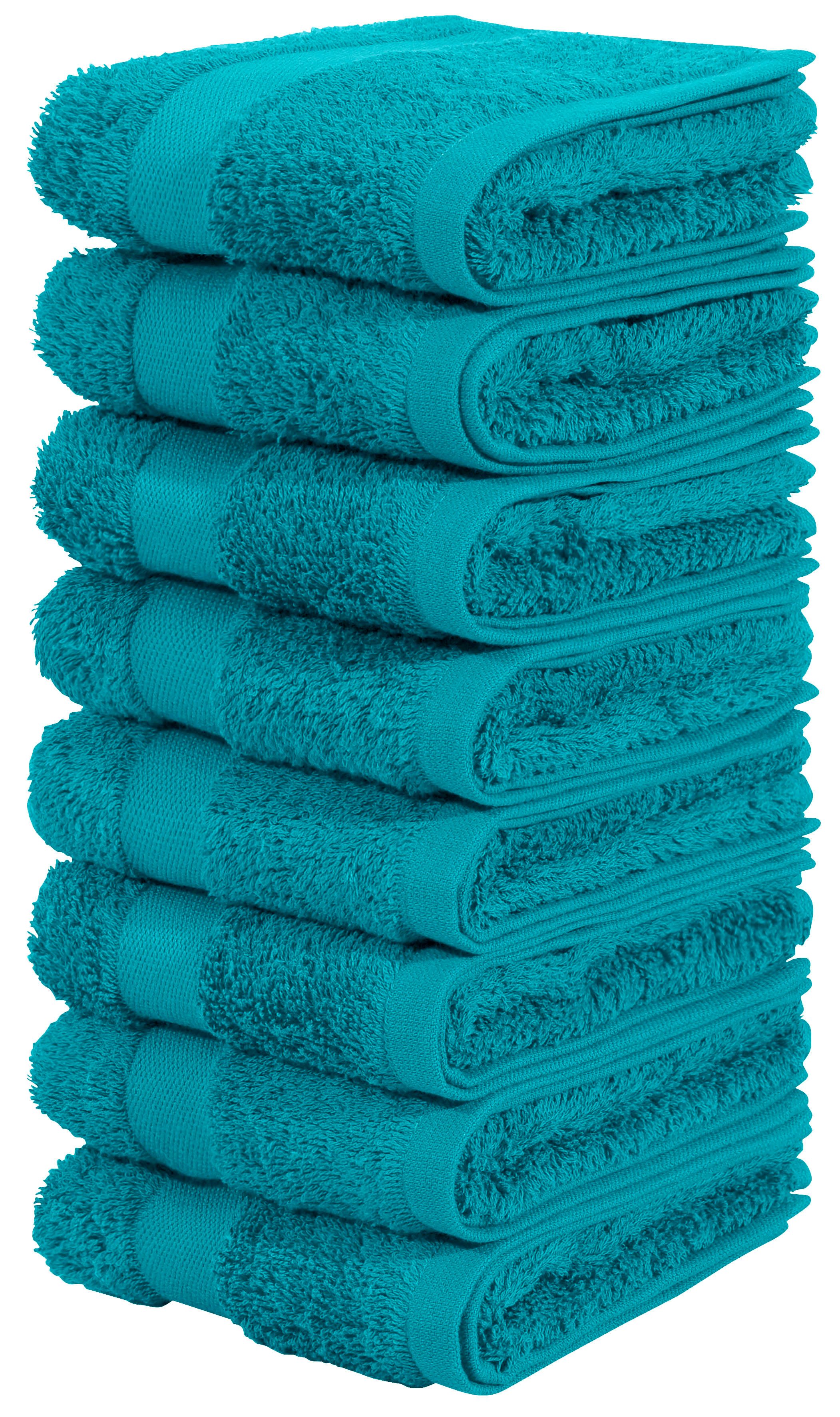 OTTO home Gästehandtücher Vanessa, 8 Gästehandtücher, 30x50cm, in Standard- und Premium-Qualität, Walkfrottee (Set, 8-St), Handtücher mit Bordüre, 100% Baumwolle, einfarbig, weich