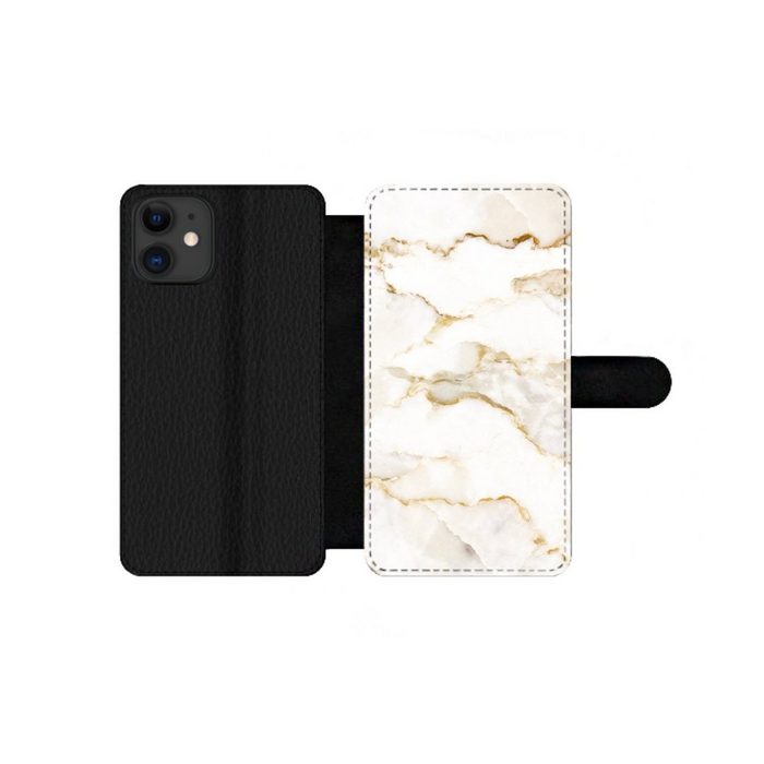 MuchoWow Handyhülle Marmor - Limette - Gold - Luxus - Marmoroptik - Weiß Handyhülle Telefonhülle Apple iPhone 12 Pro Max