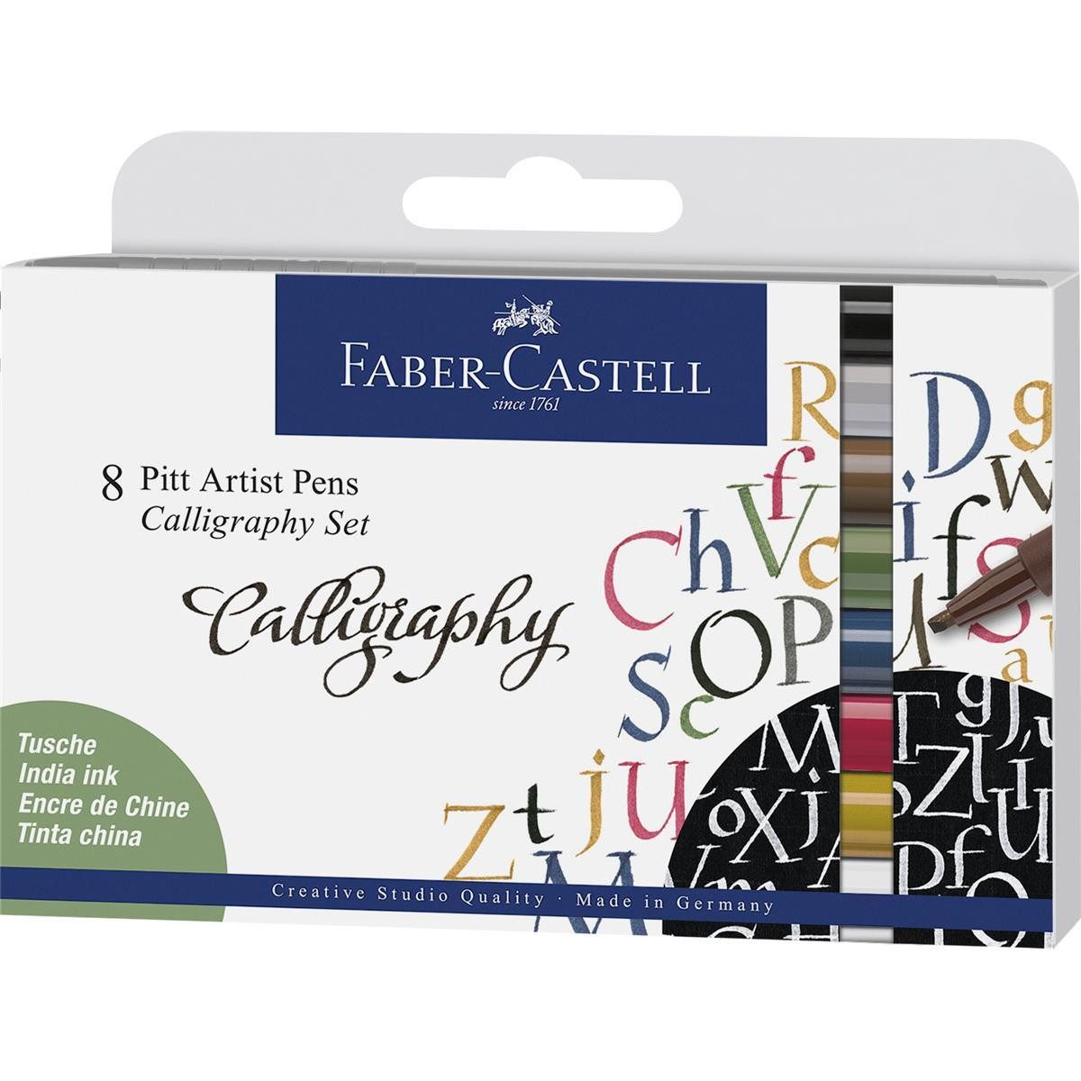 Faber-Castell Kalligraphie-Stift Faber-Castell Pitt Artist Pen Callygraphy Tintenschreiber - 8er Etui