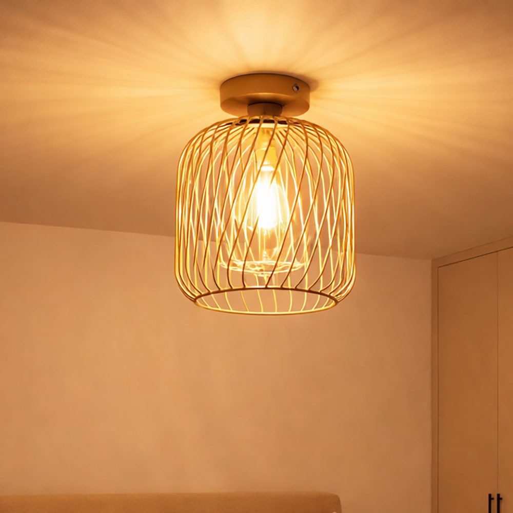 GLOBO LIGHTING Deckenleuchte, Leuchtmittel inklusive, Warmweiß, Deckenlampe Deckenleuchte Geflecht sand Wohnzimmerlampe LED H 24,5 cm